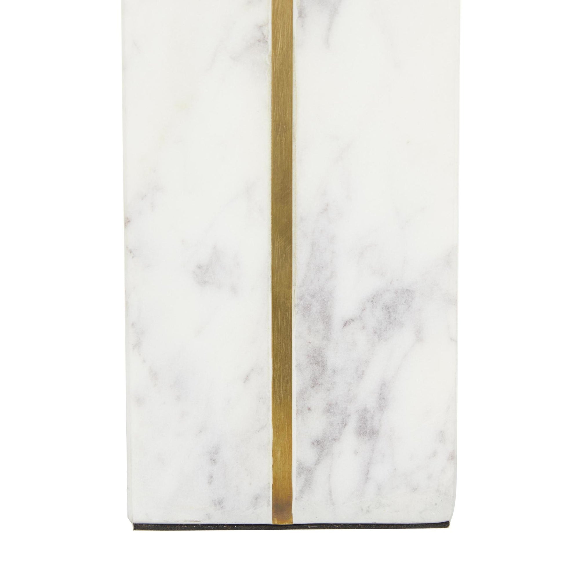 CosmoLiving by Cosmopolitan Set of 2 Geometric White Marble 6 lbs Decorative Bookends with Gold Inlay