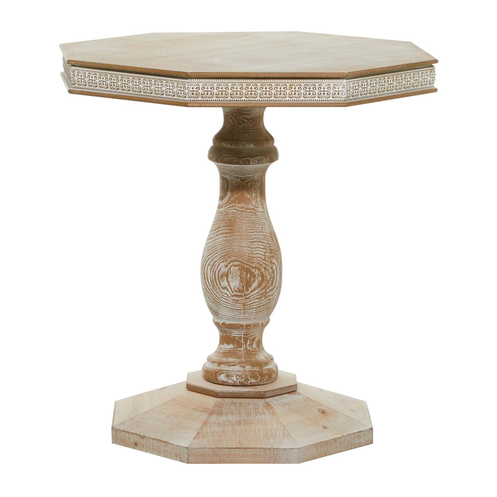 Scroll Brown Wood Handmade Intricately Carved Side End Accent Table