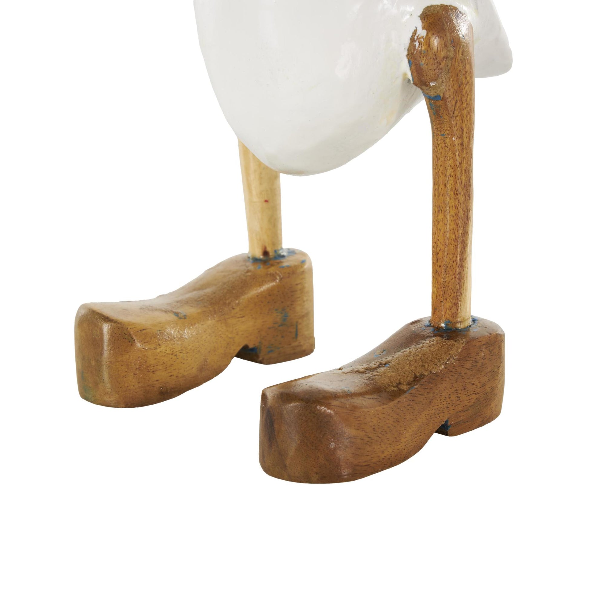Set of 3 Duck White Bamboo Wood Decorative Sculpture with Brown Top Hats and Shoes