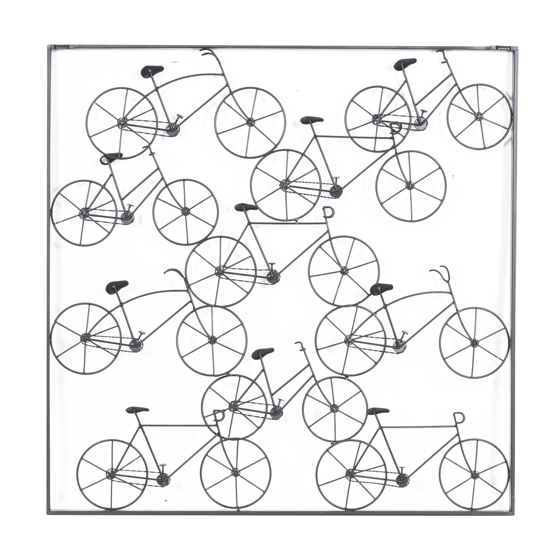Bike Black Metal Stacked Home Wall Decor with Black Frame