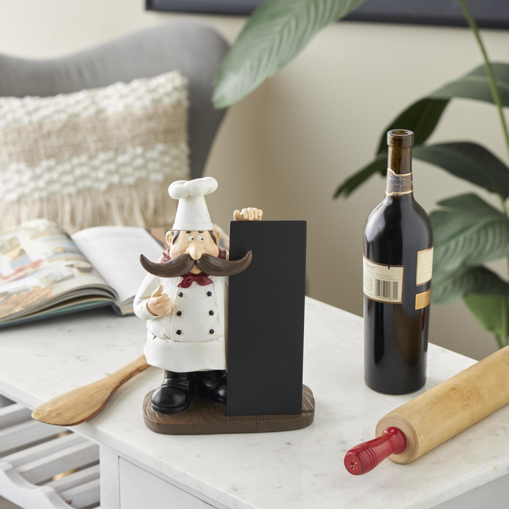 Chef Black Polystone Decorative Sculpture with Chalkboard