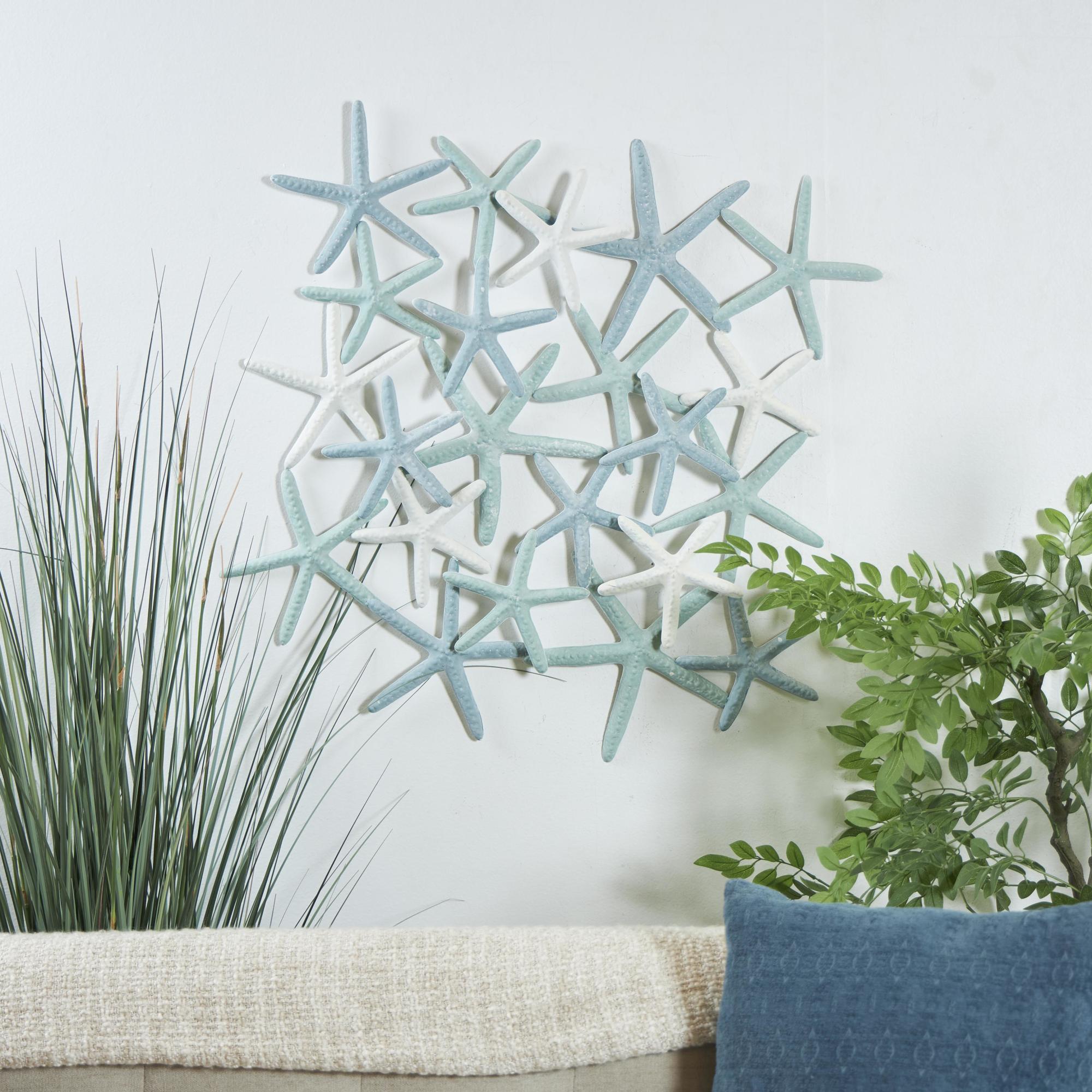 Starfish Light Blue Metal Overlapping Home Wall Decor