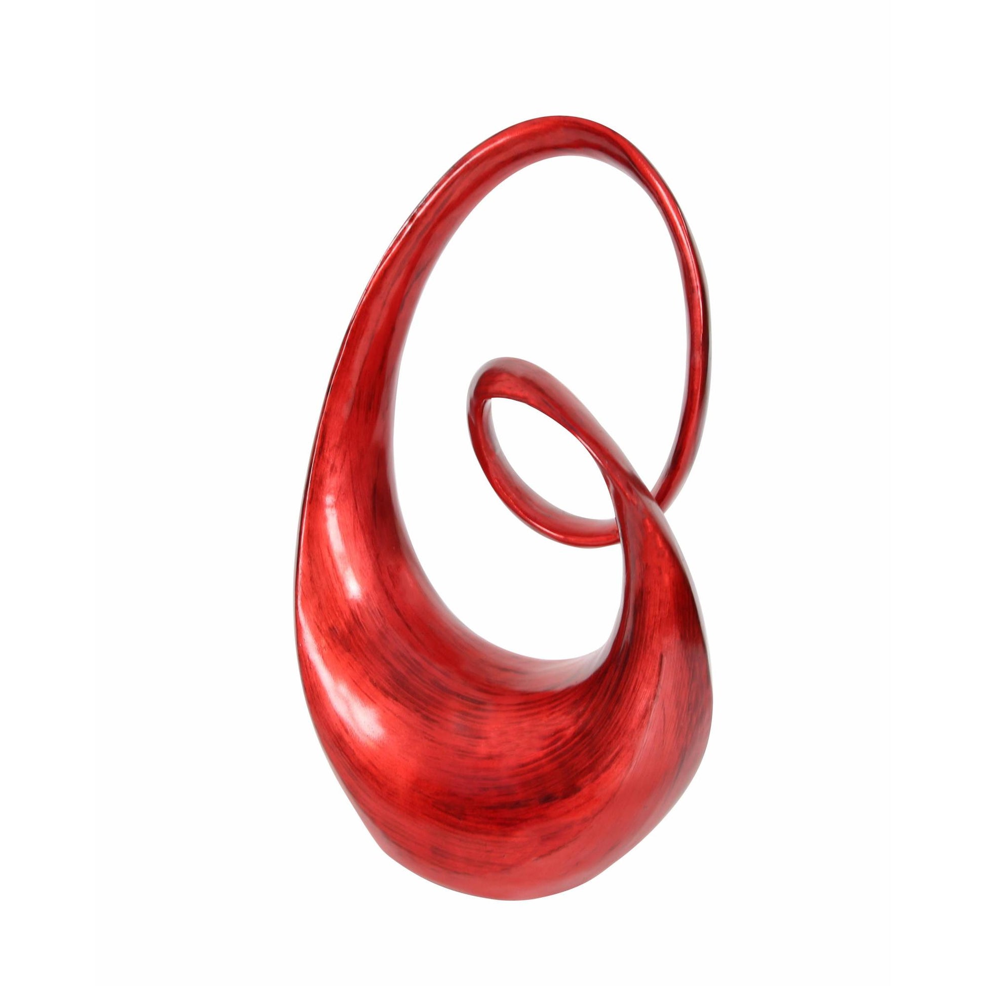 Abstract Red Polystone Swirl Decorative Sculpture