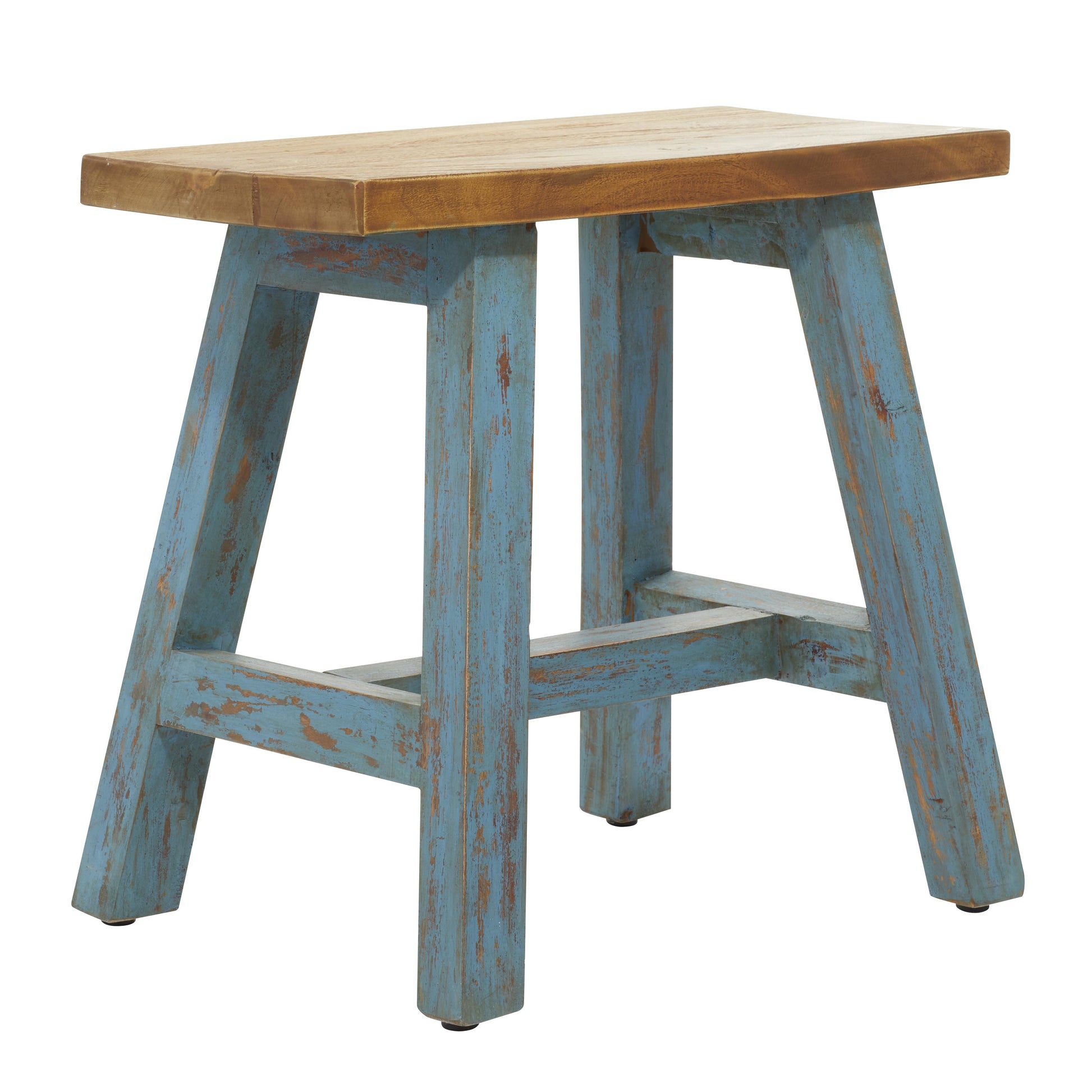 Wood Living Room Stool with Brown Wood Top 20" x 14" x 18"