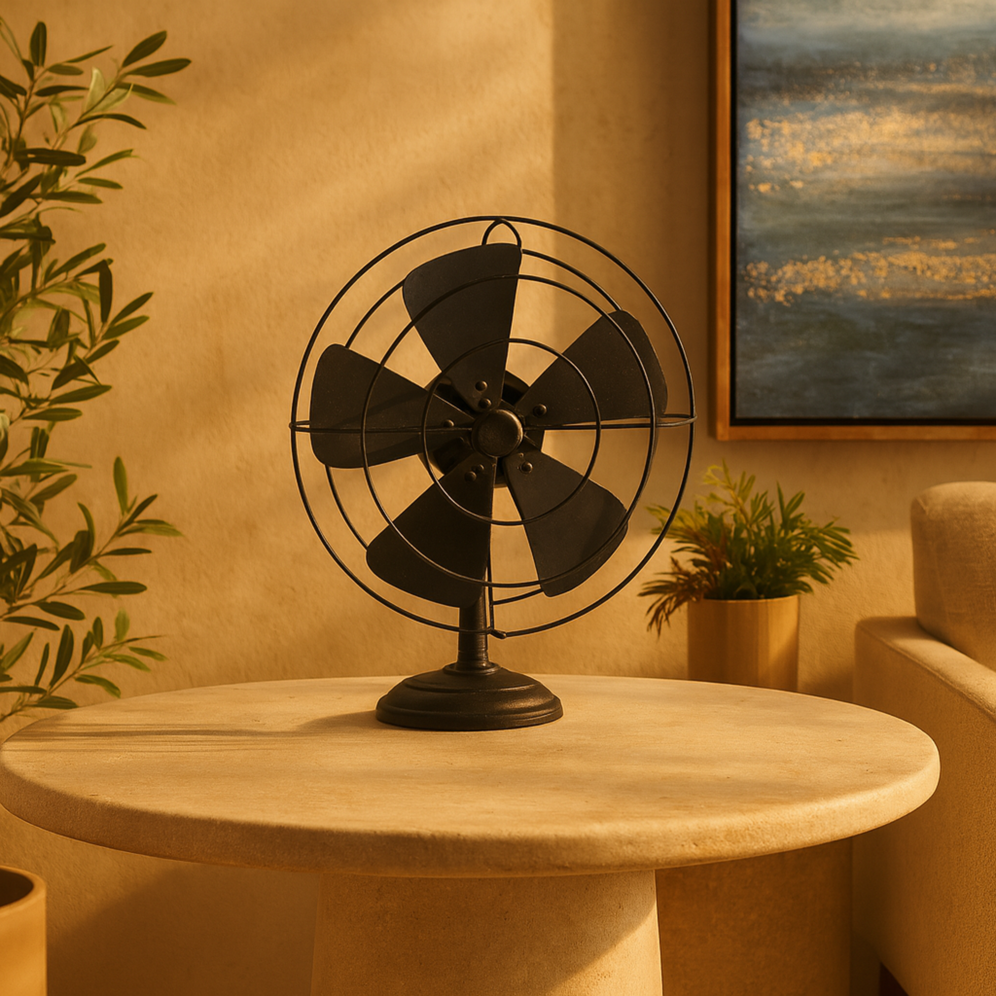 Fan Black Metal Decorative Sculpture