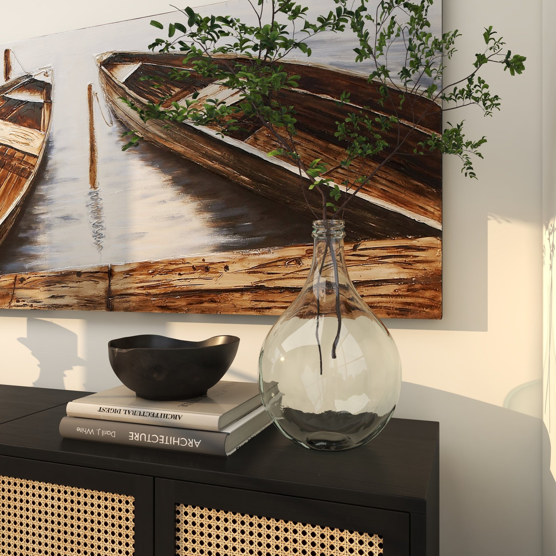 Recycled Glass Handmade Spanish Bottle Neck Decorative Vase