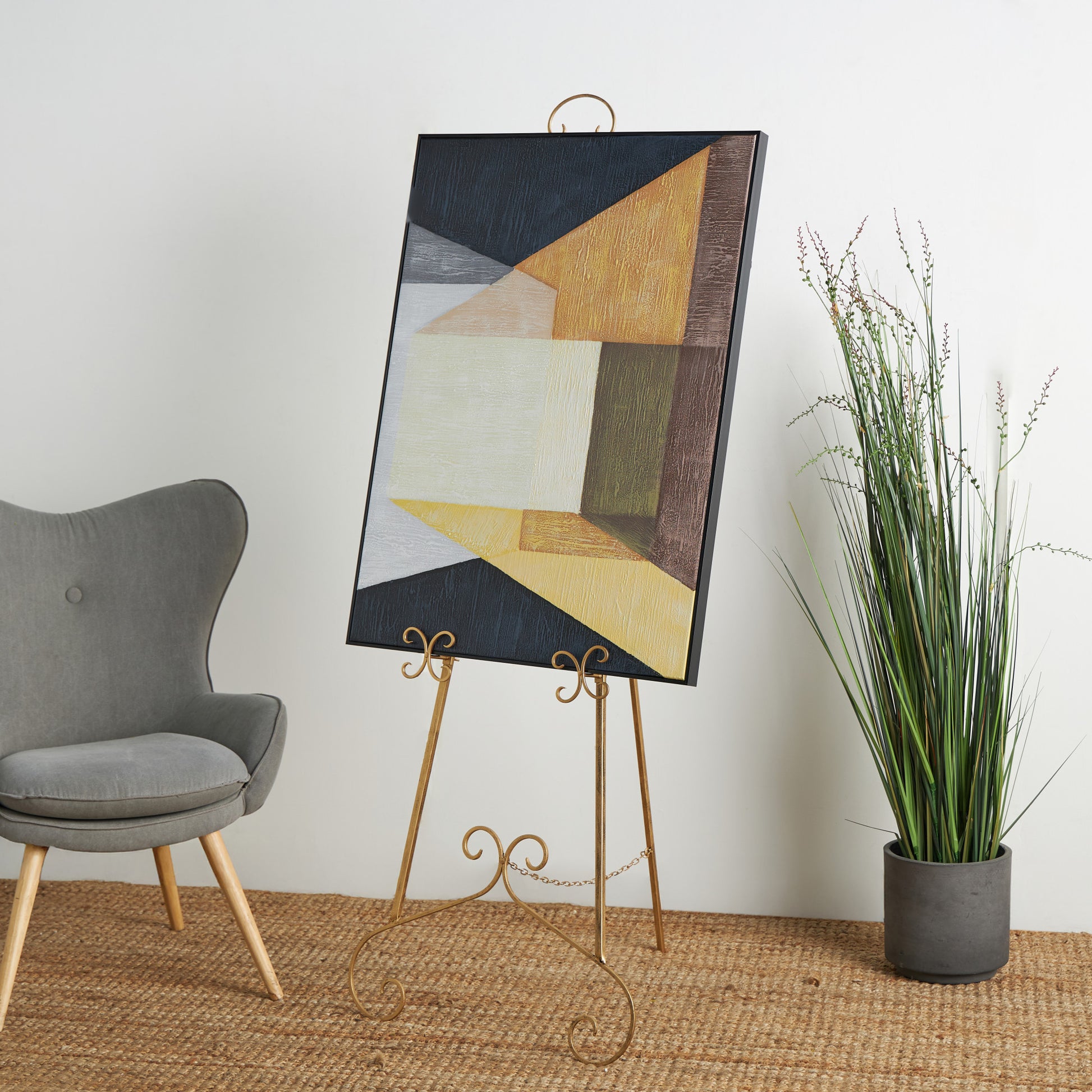 Scroll Metal Tall Adjustable Floor 3 Tier Display Easel