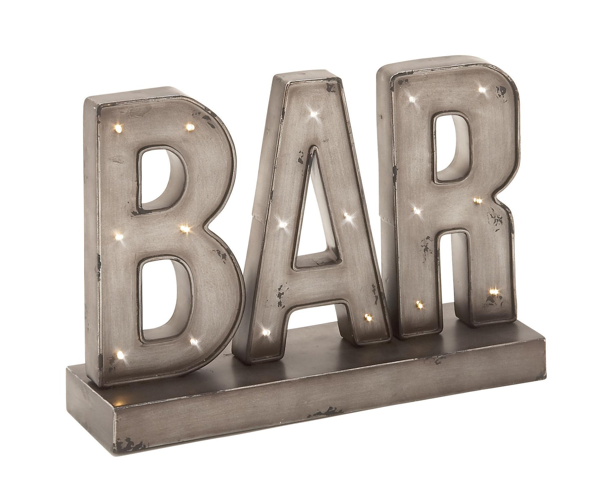 Sign Brown Metal Bar Home Decorative Sign with LED Lights