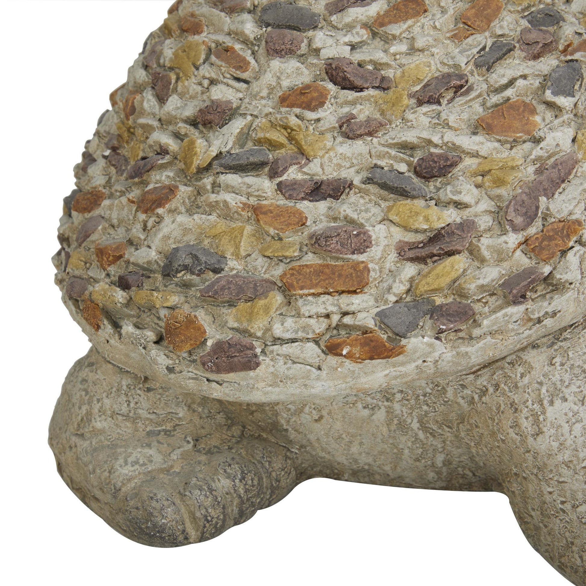 Turtle White Polystone Indoor Outdoor Decorative Garden Sculpture with Stone Mosaic Design