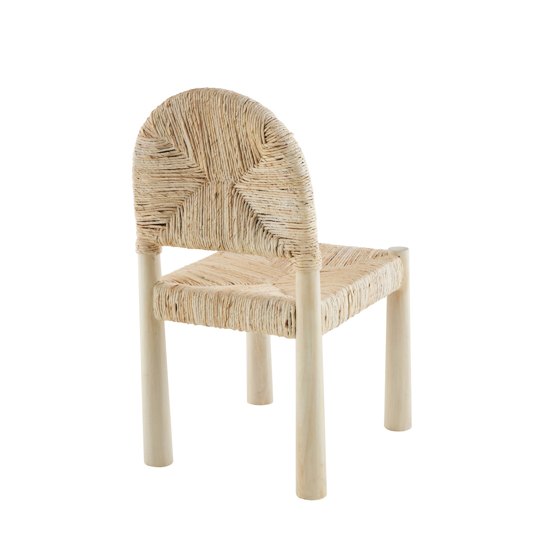 Set of 2 Wood Handmade Art Deco Kitchen Dining Chair with Woven Banana Leaf Seat