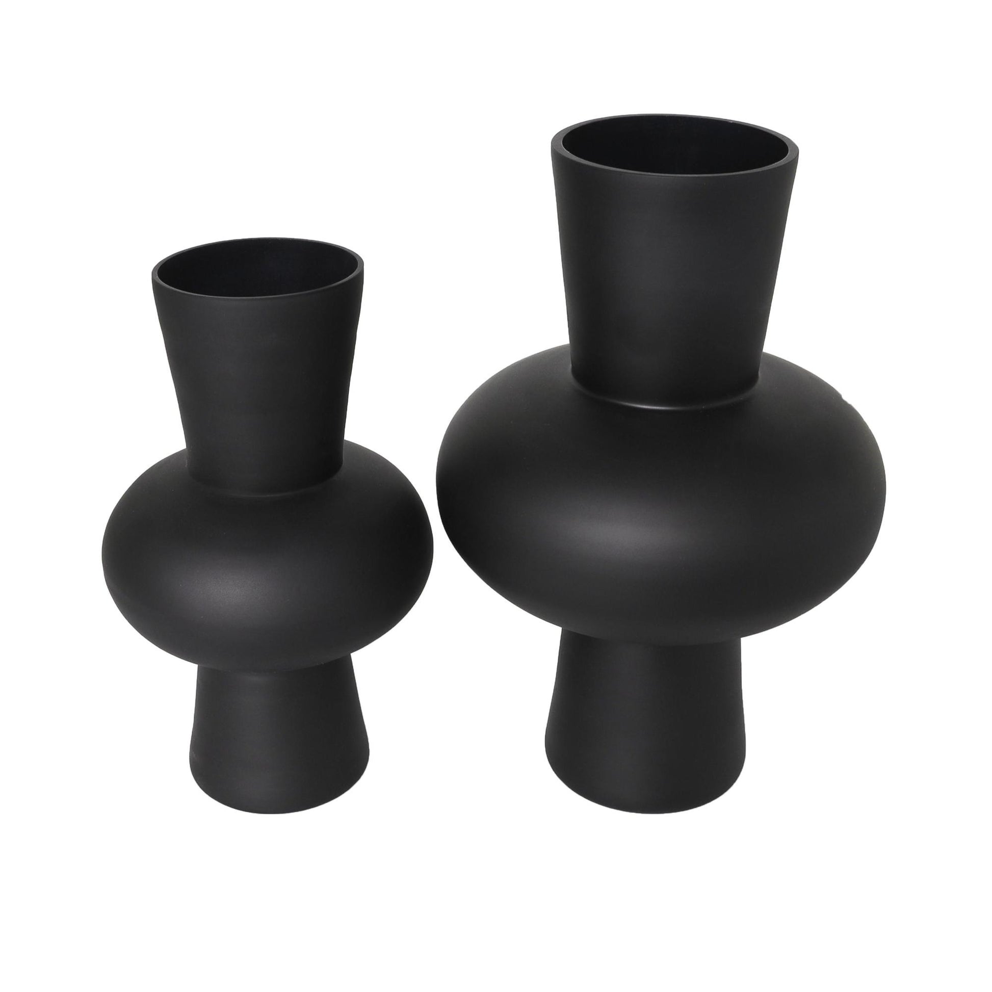 Set of 2 Glass Trumpet Decorative Vase with Wide Rounded Center
