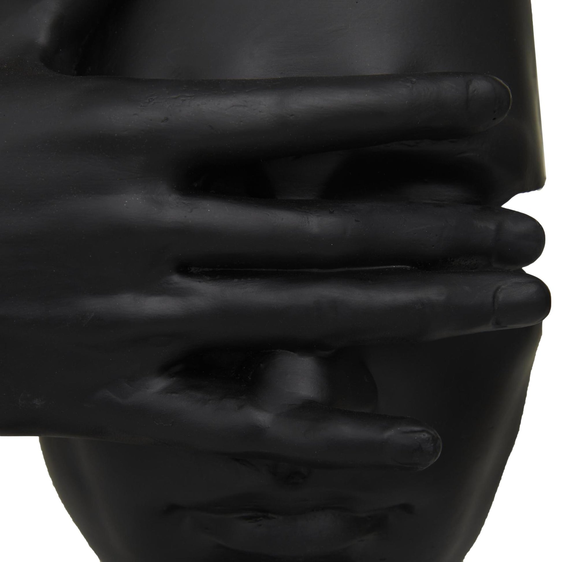 Set of 3 Face Black Polystone Decorative Sculpture