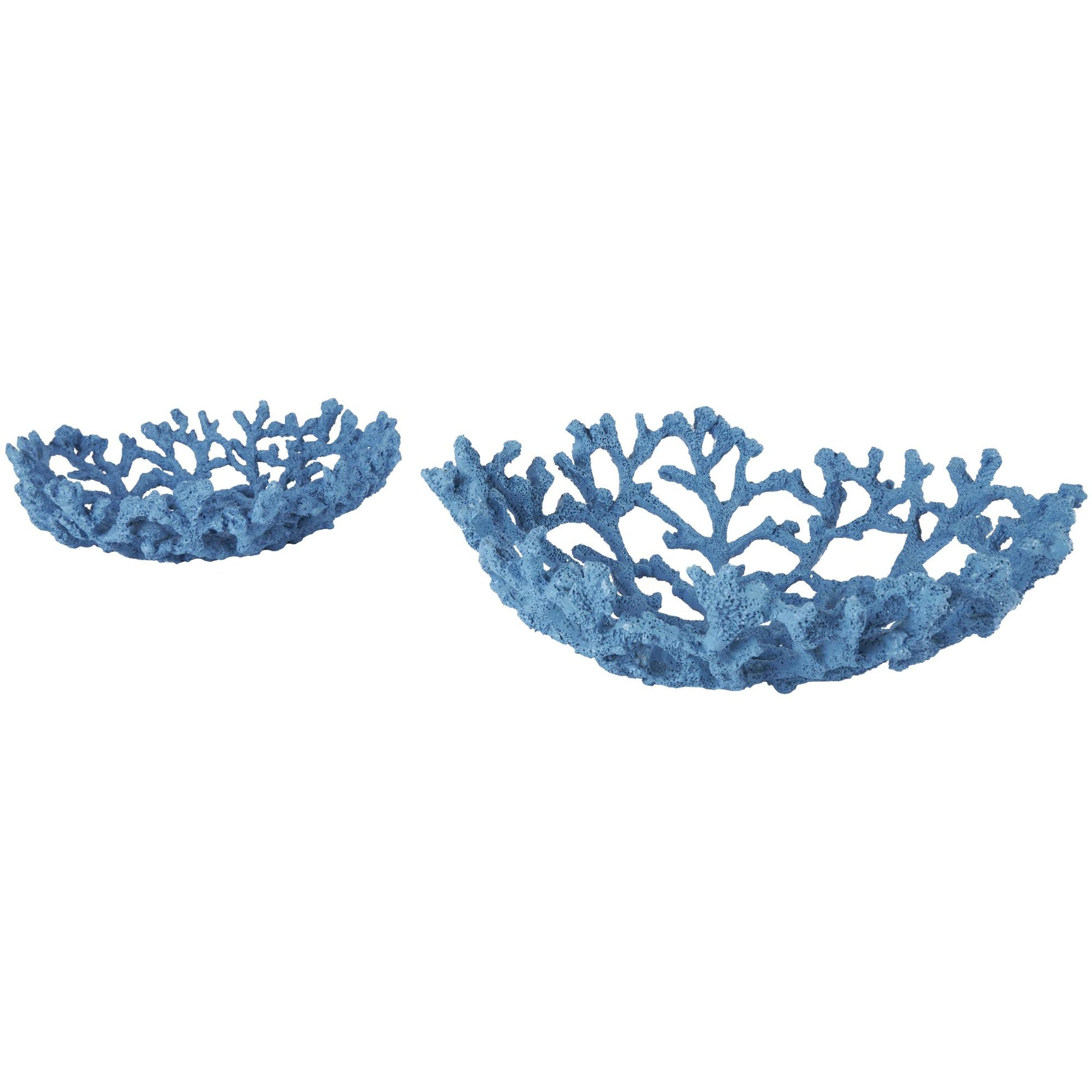Set of 2 Coral Resin Textured Large Decorative Bowl