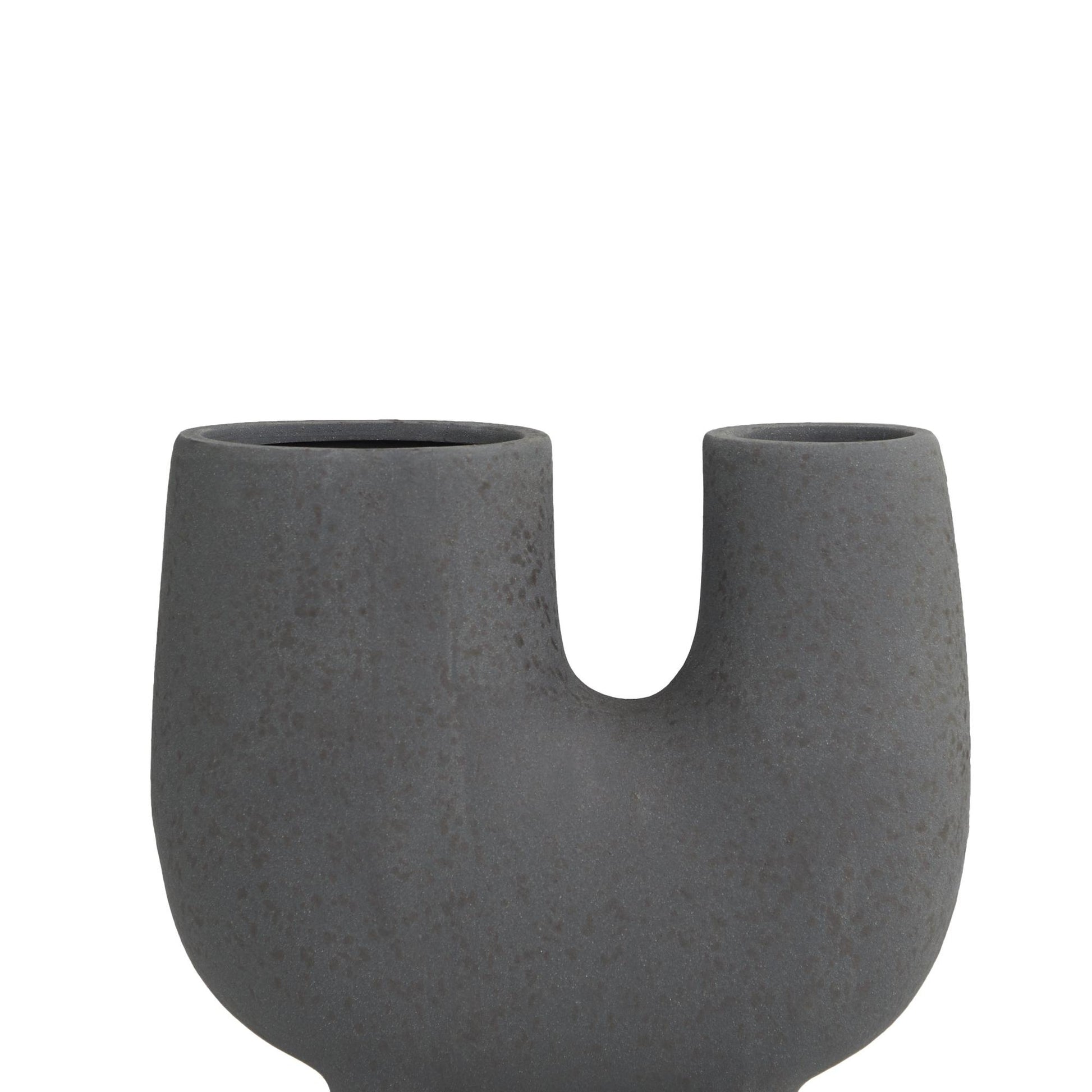 CosmoLiving by Cosmopolitan Abstract Dark Gray Ceramic U-Shaped Decorative Vase with Small Feet
