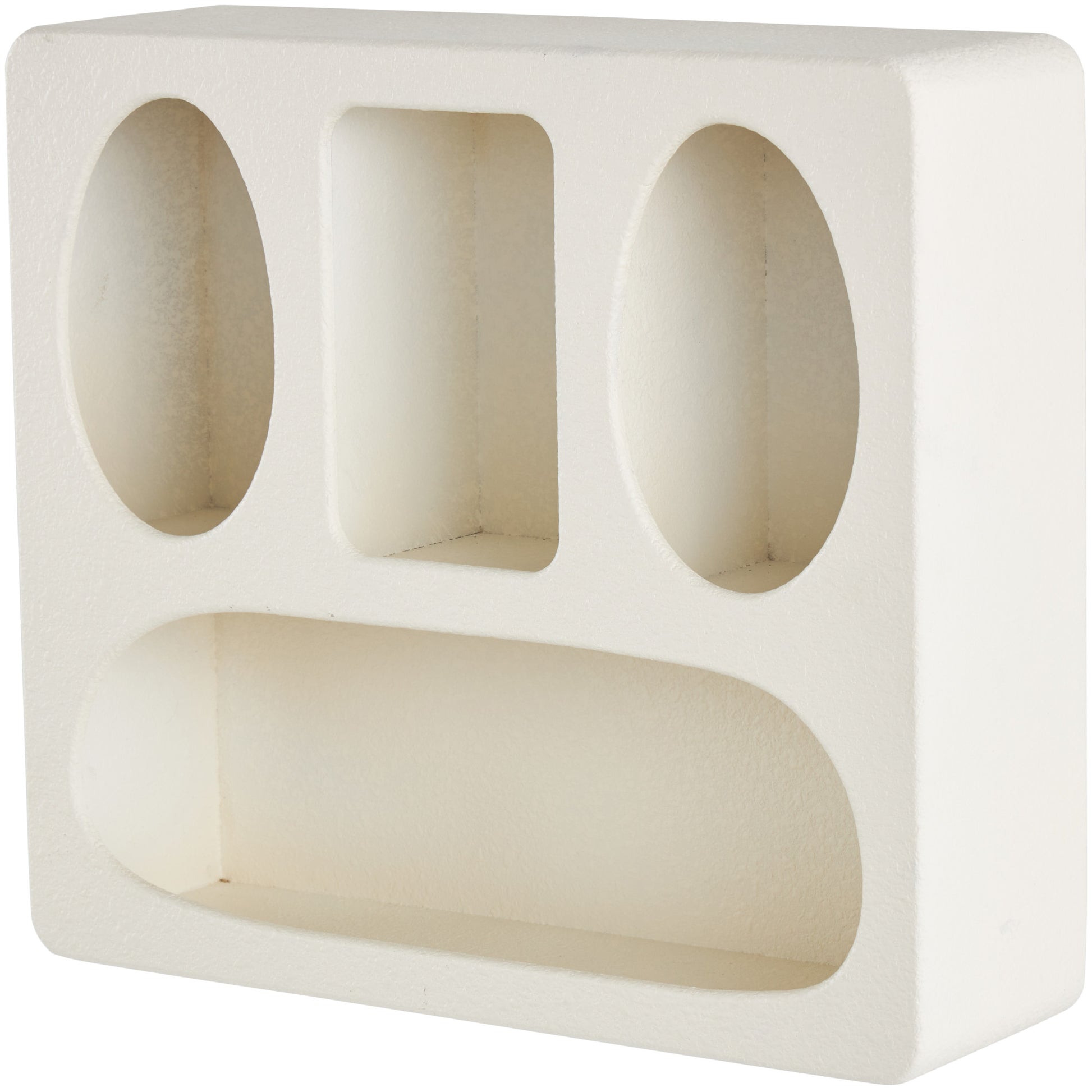 Geometric Wooden 4 Cubby Room Wall Shelf with Rounded Block Shapes