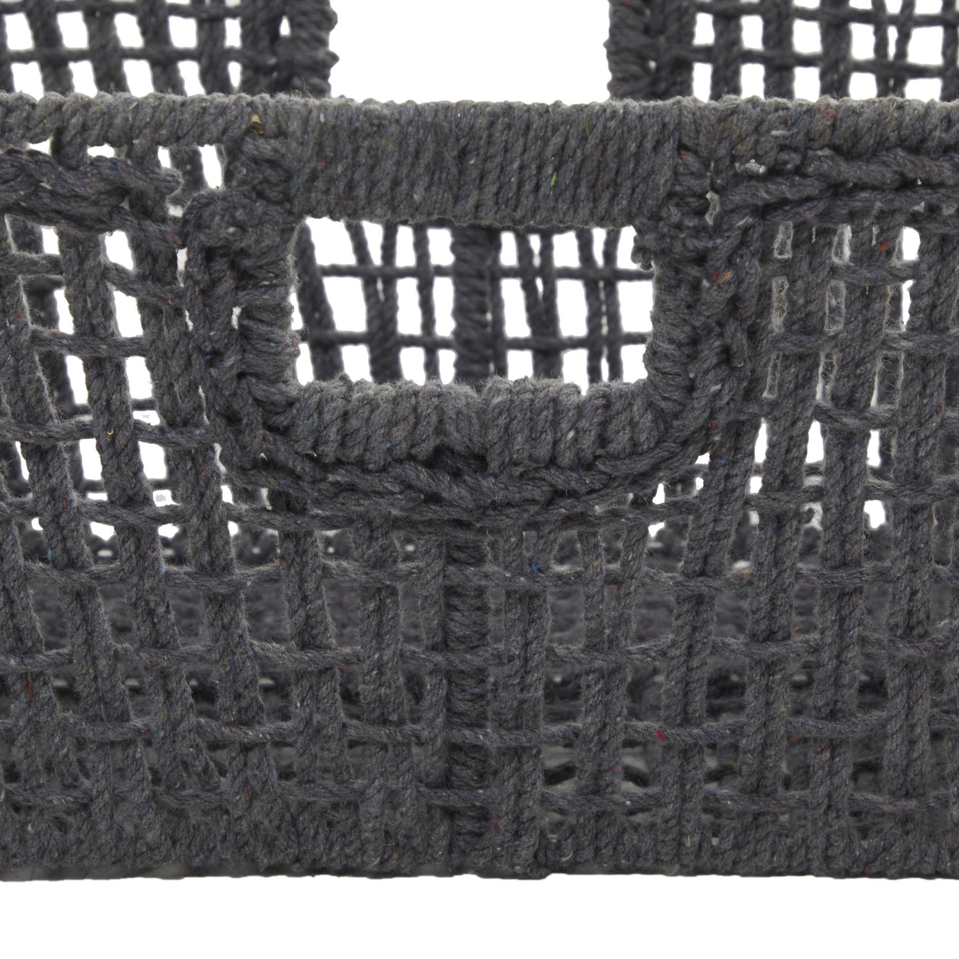 CosmoLiving by Cosmopolitan Set of 2 Cotton Fabric Handmade Decorative and Functional Storage Basket with Handles