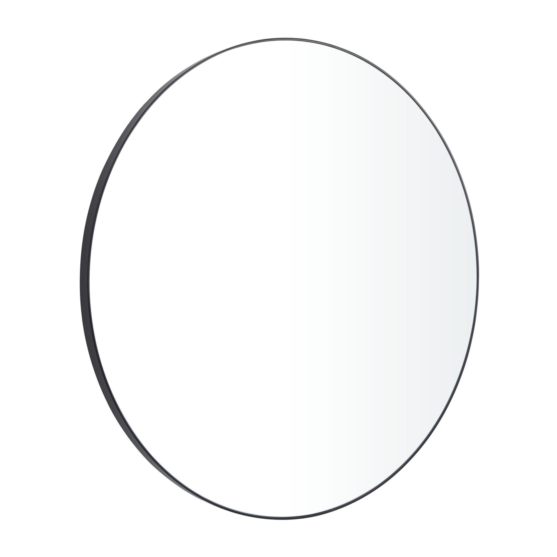 Wooden Large Round Minimalistic Room Wall Mirror with Thin Frame 42" x 2" x 42"