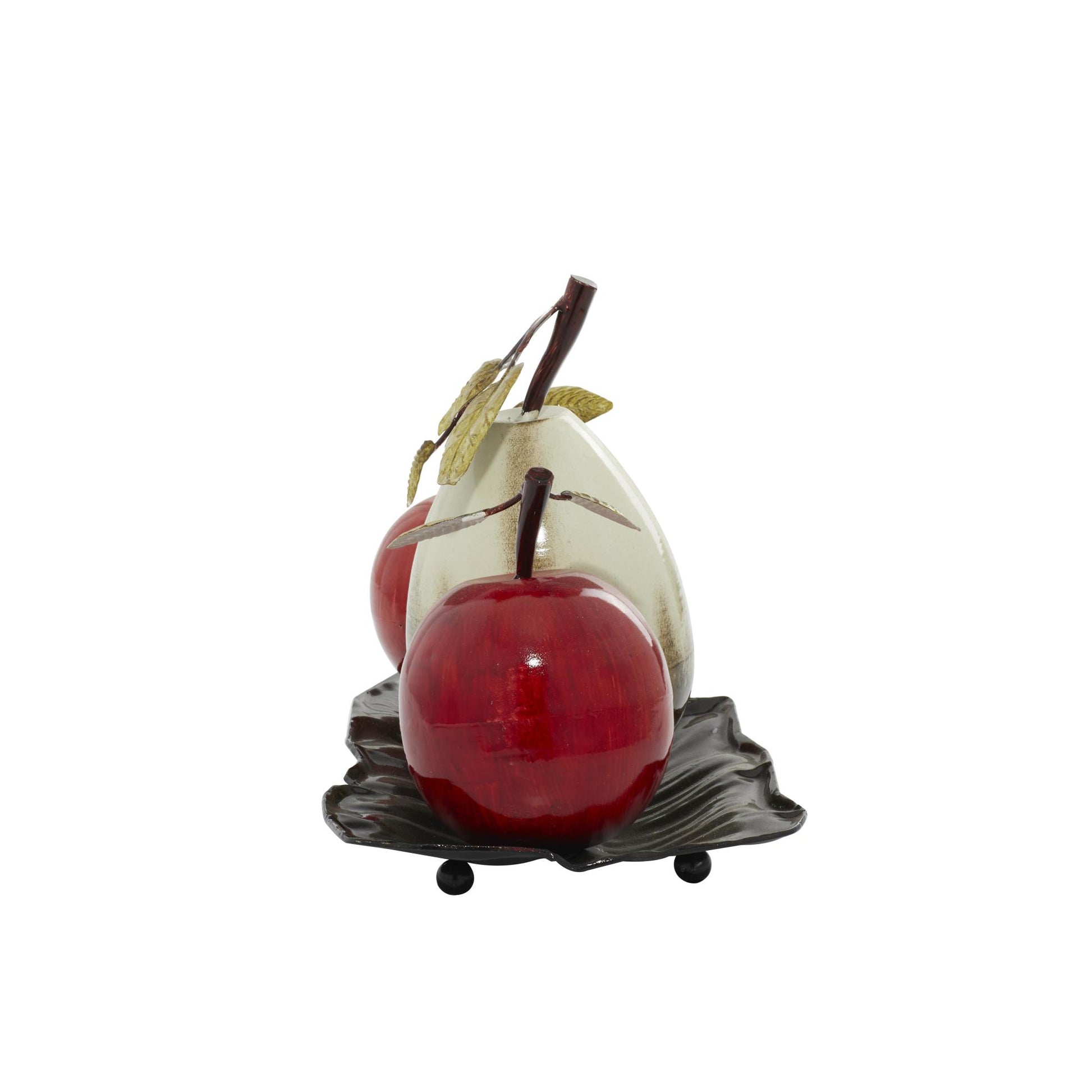 Fruit Red Metal Decorative Sculpture with Platter