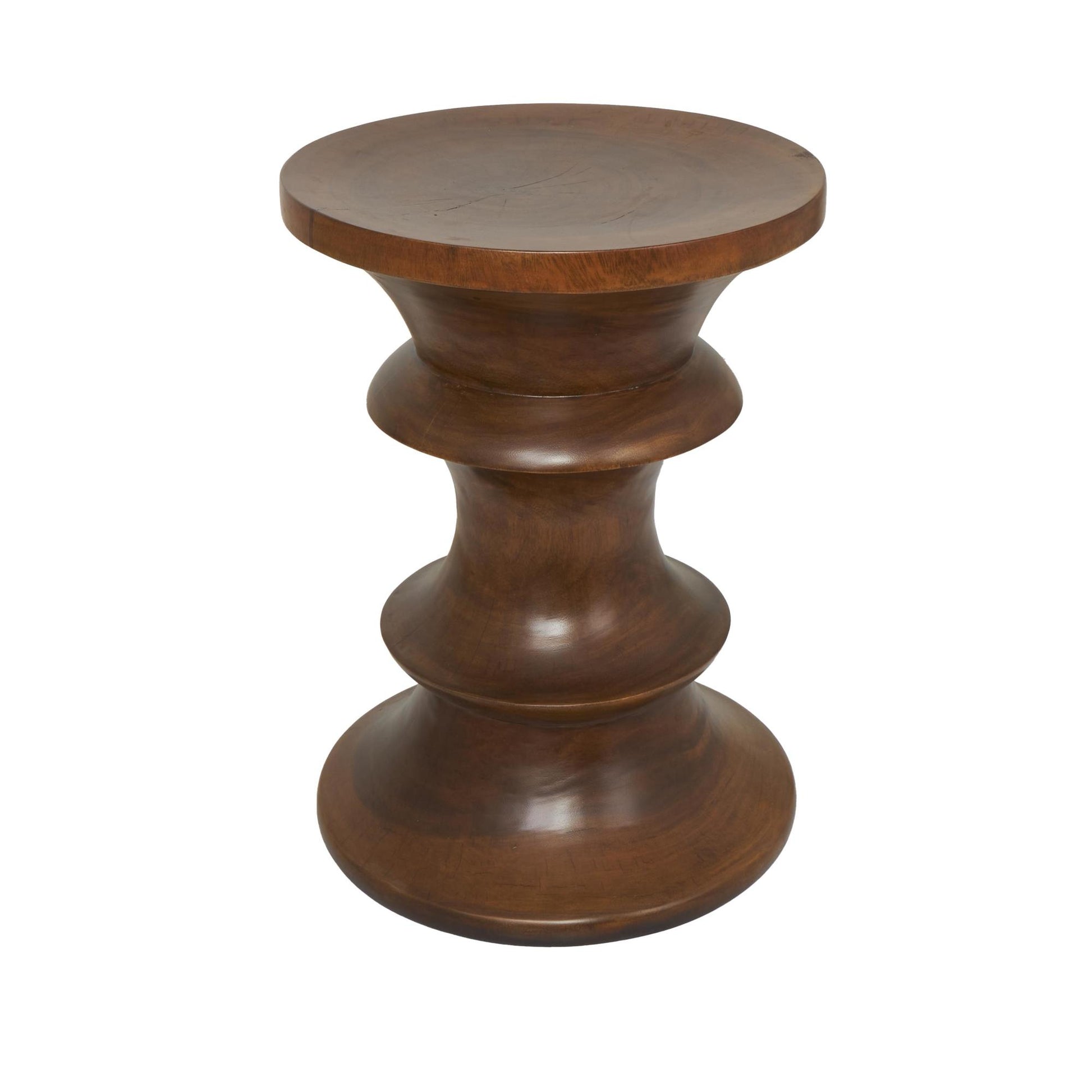 Geometric Brown Wood Handmade Side End Accent Table