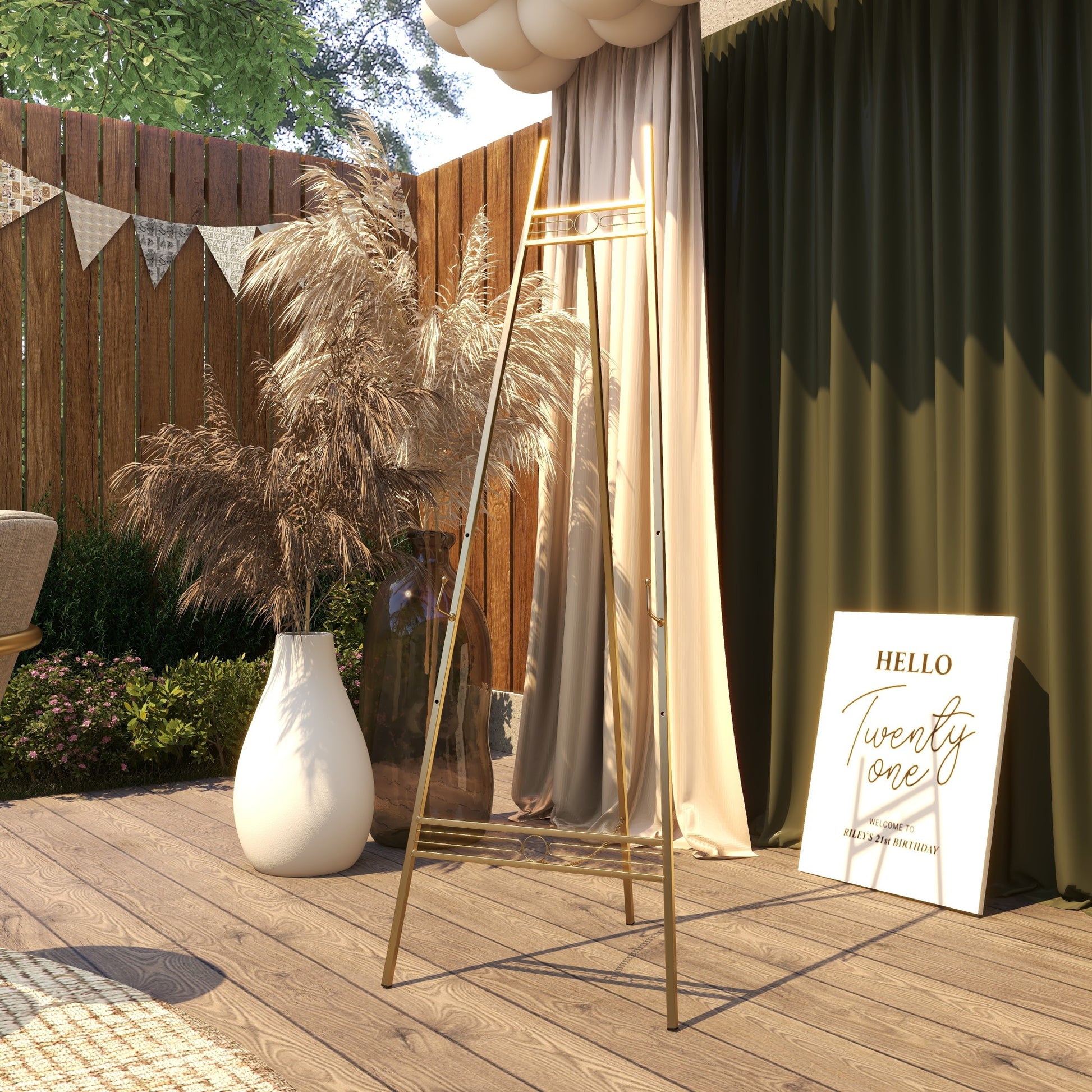 Geometric Metal 3 Tier Display Easel with Chain Support