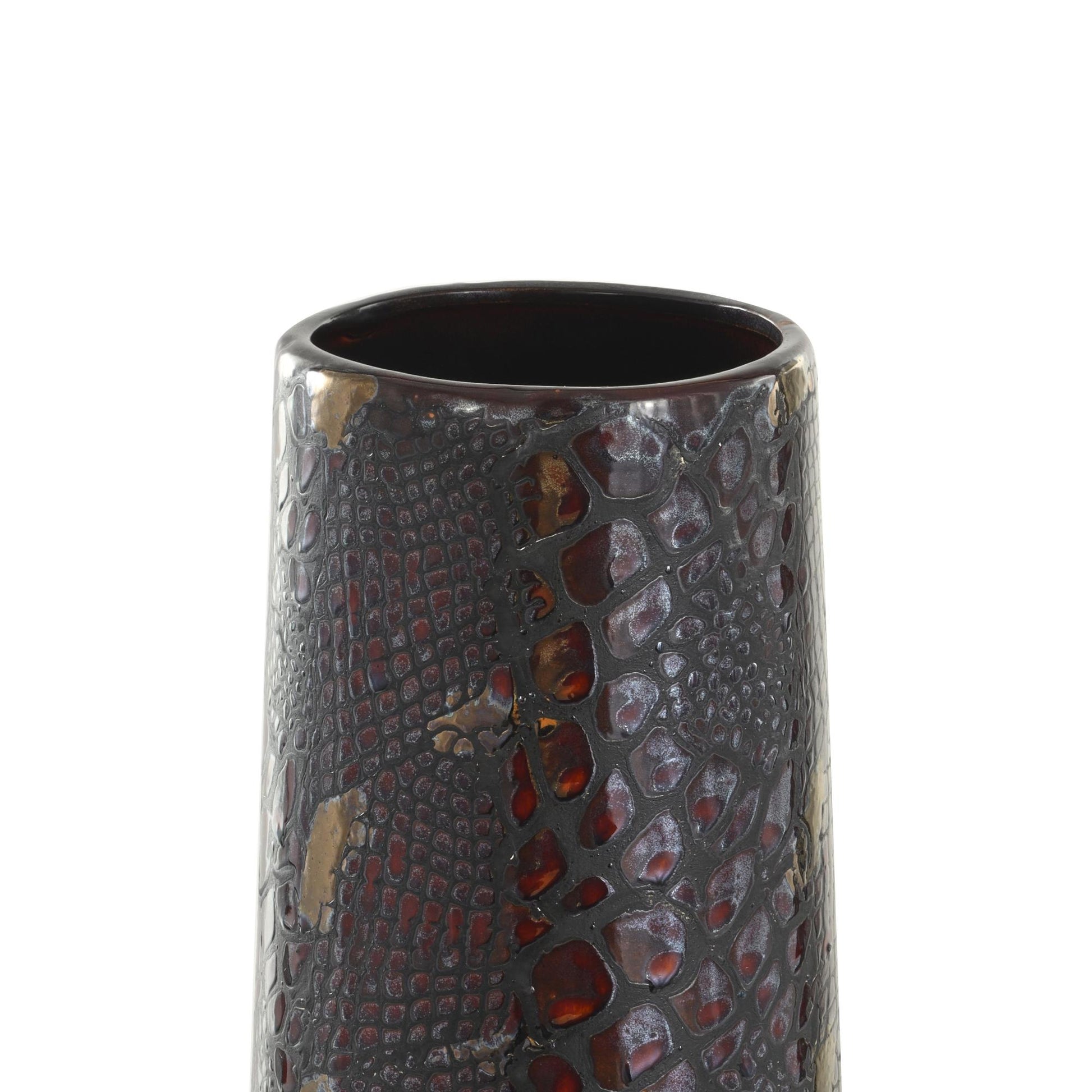 Multi Colored Ceramic Snakeskin Inspired Decorative Vase