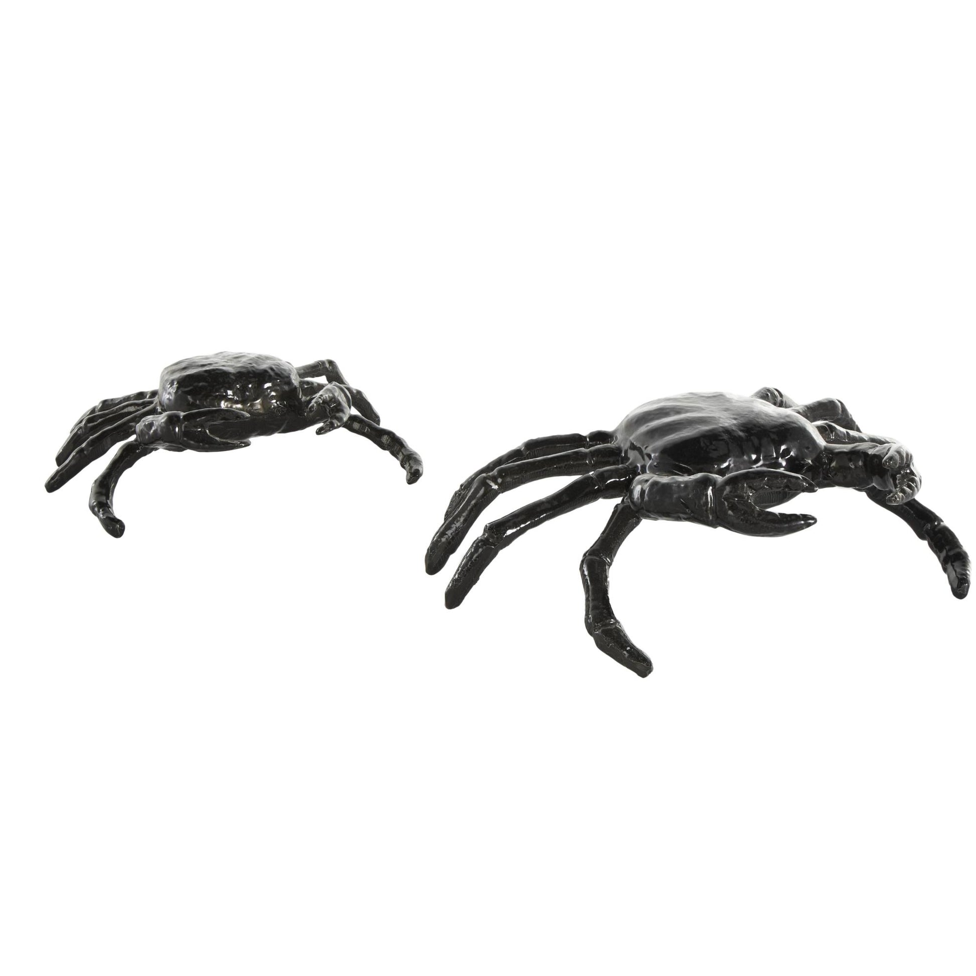 Set of 2 Crab Black Aluminum Metal Decorative Sculpture