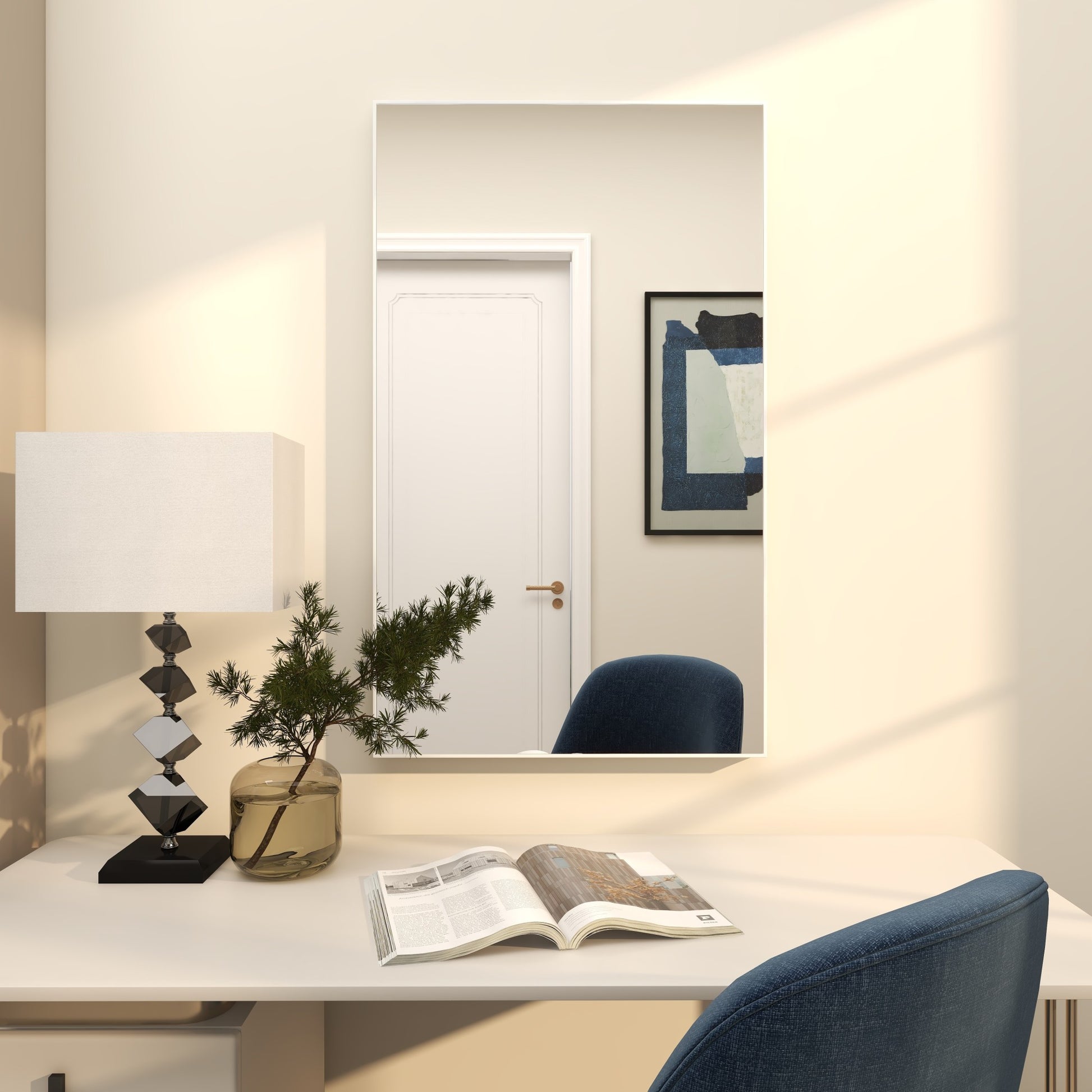 Wooden Room Wall Mirror with Thin Frame