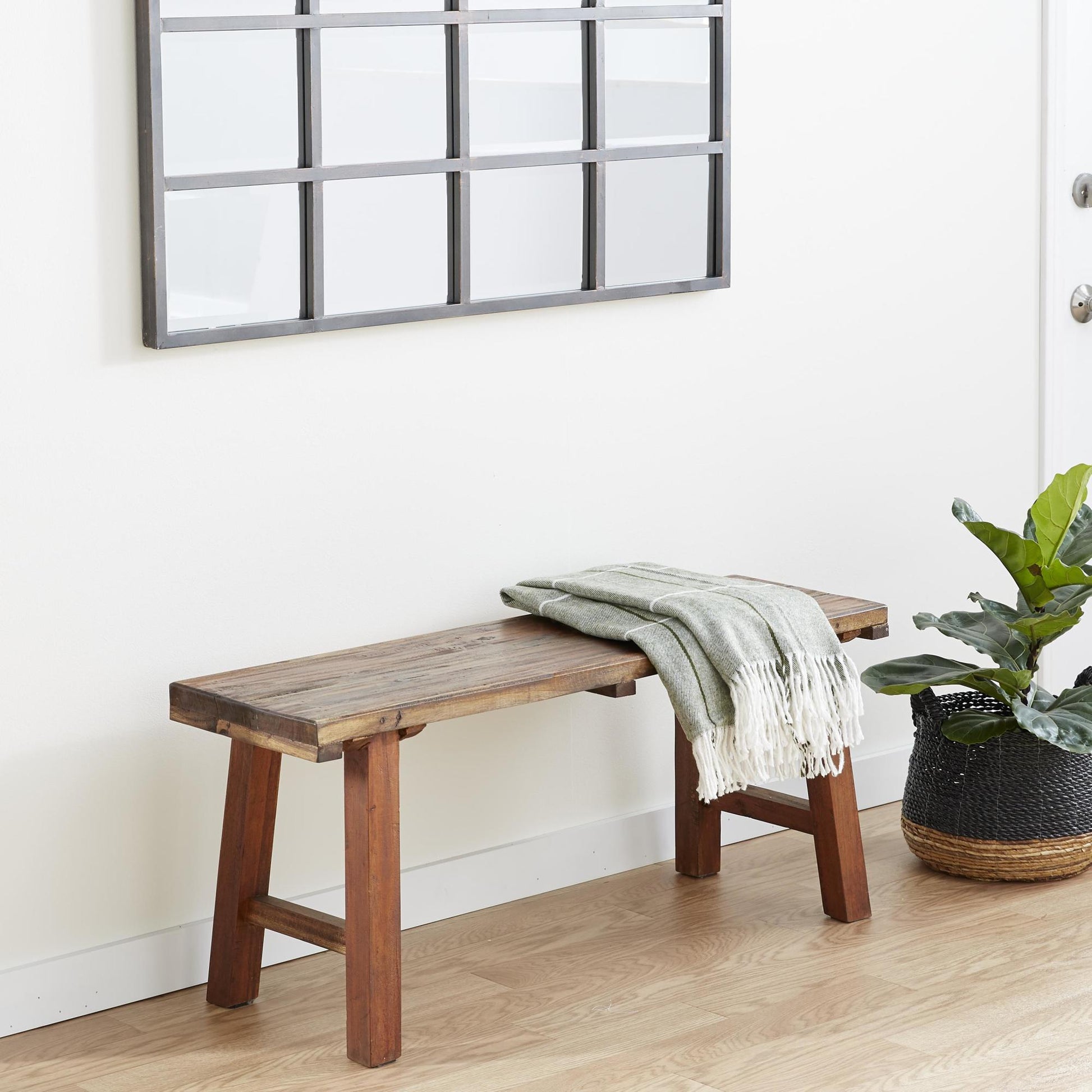 Brown Wood Handmade Natural Home Bench