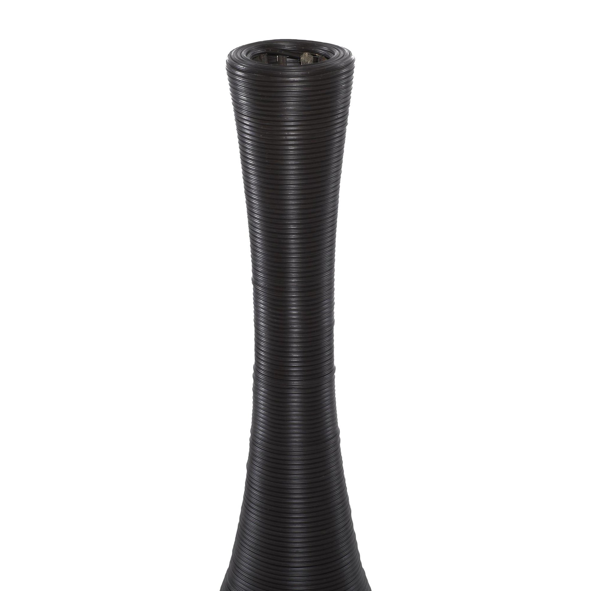 Brown Faux Seagrass Tall Woven Floor Decorative Vase with Dark Brown Wrapped Neck