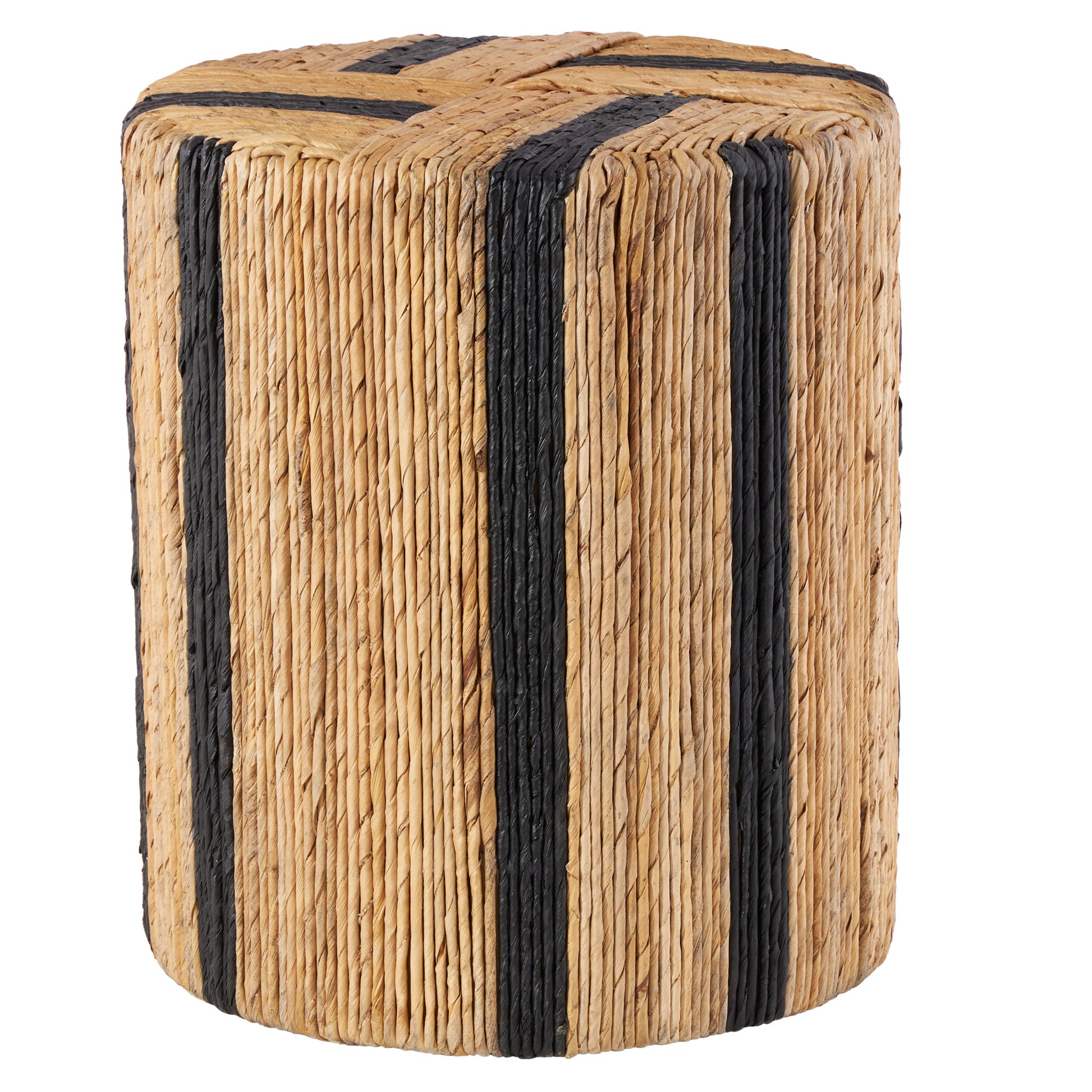 Brown Banana Leaf Handmade Linear Wrapped Side End Accent Table