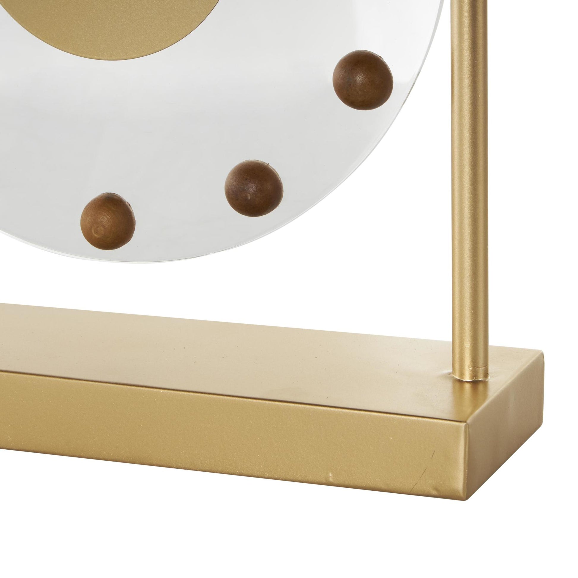 Metal Acrylic Face Decorative Clock with Wood Ball Accents 11" x 3" x 11"