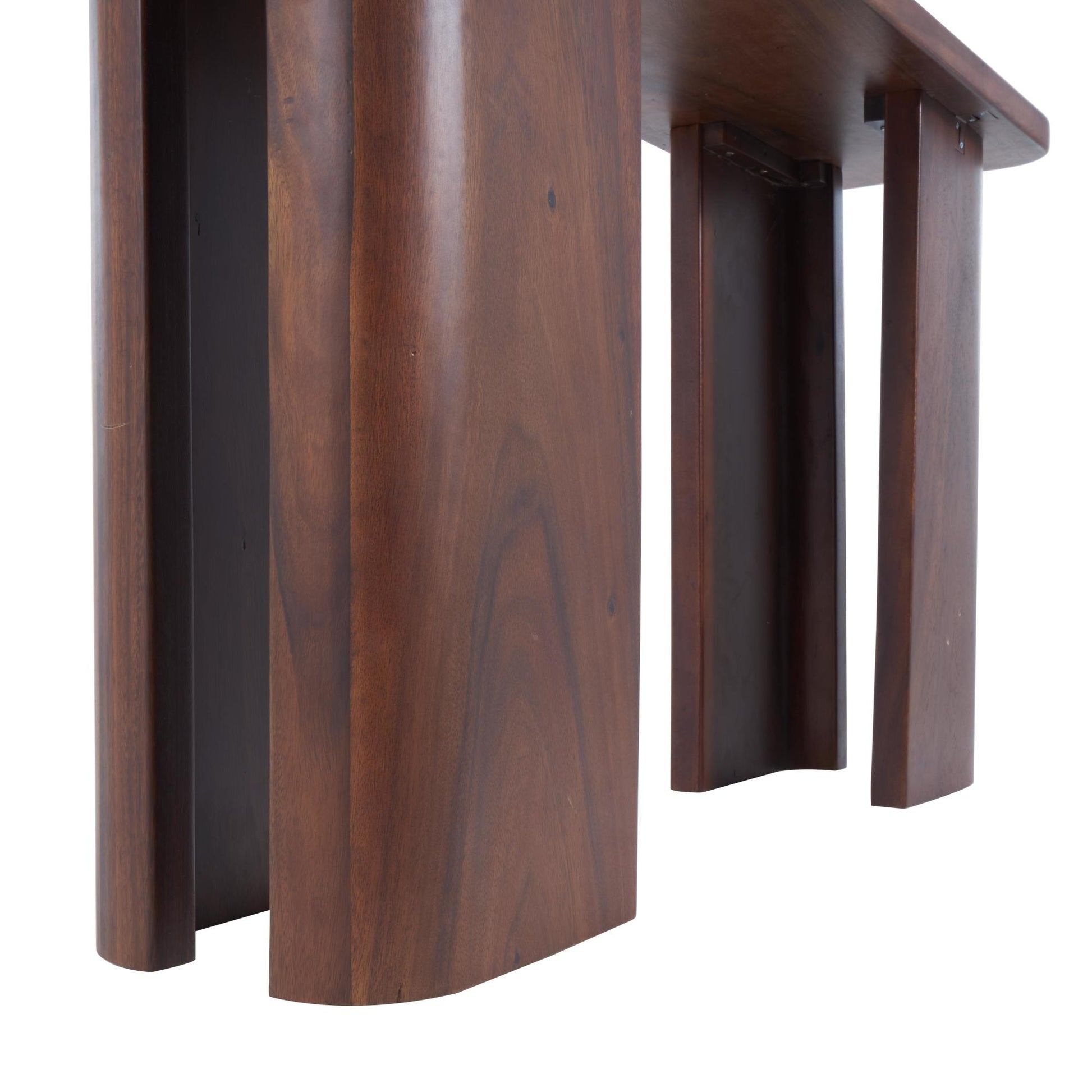Dark Brown Wood Rectangular Living Room Console Table with Curved Legs Panels