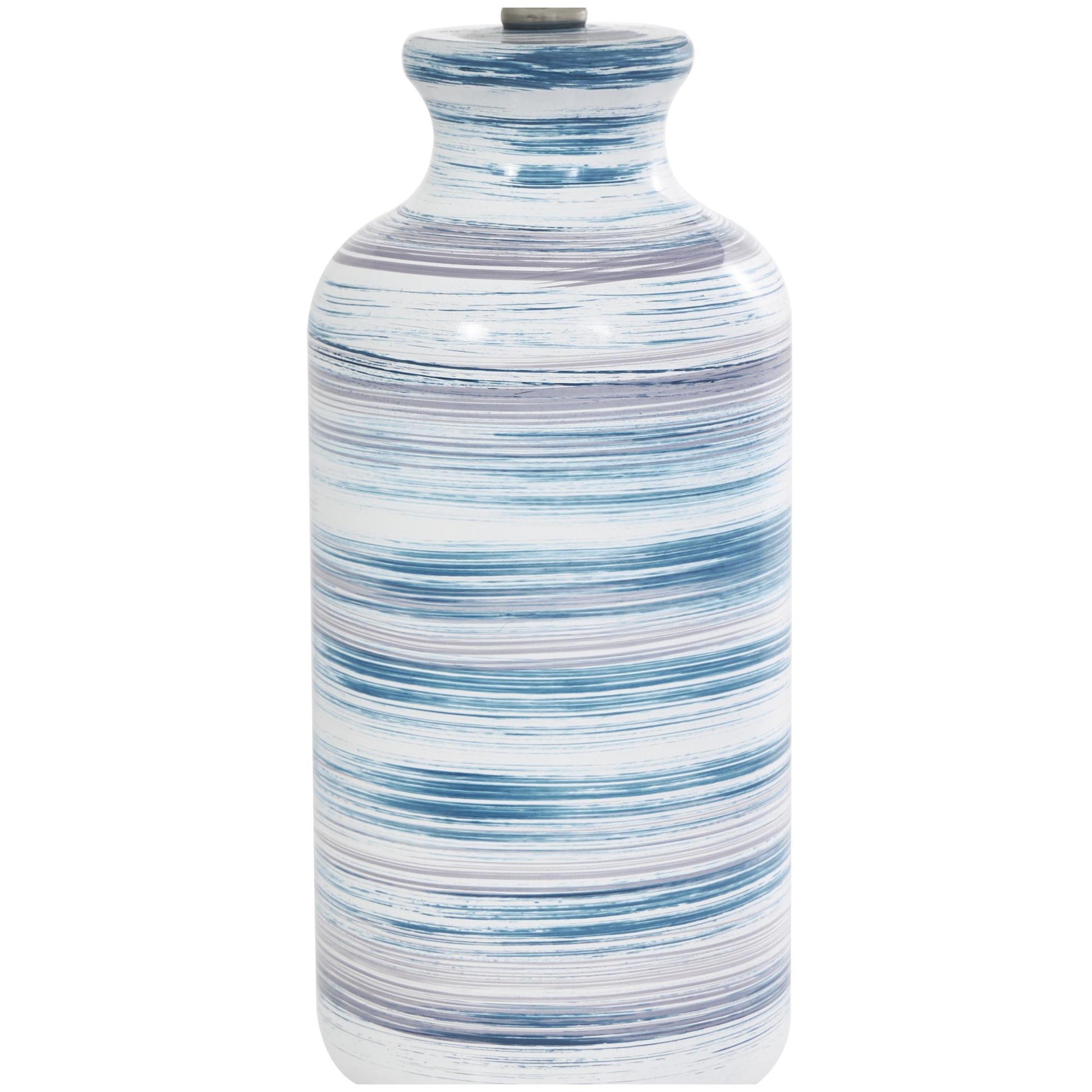 Abstract Blue Glass Striped Room Accent Lamp with Gold Base