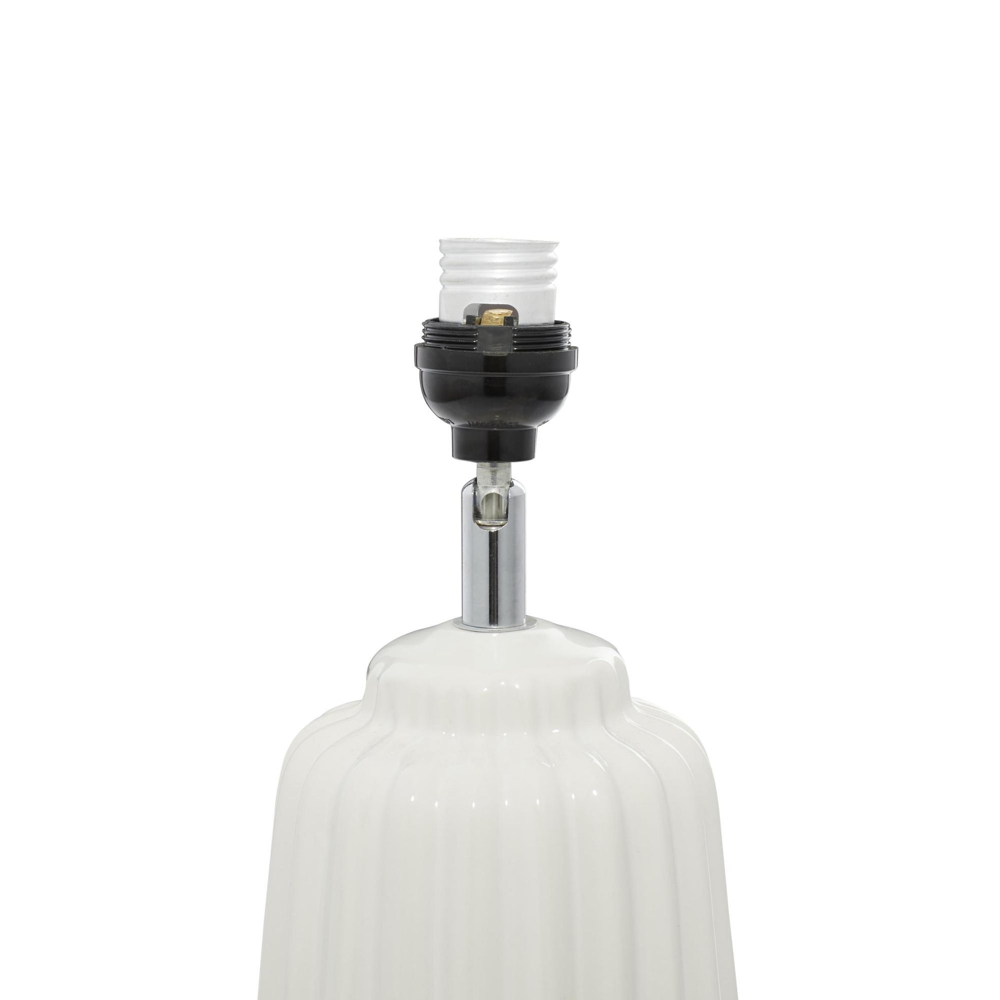 White Ceramic Ribbed Room Table Lamp