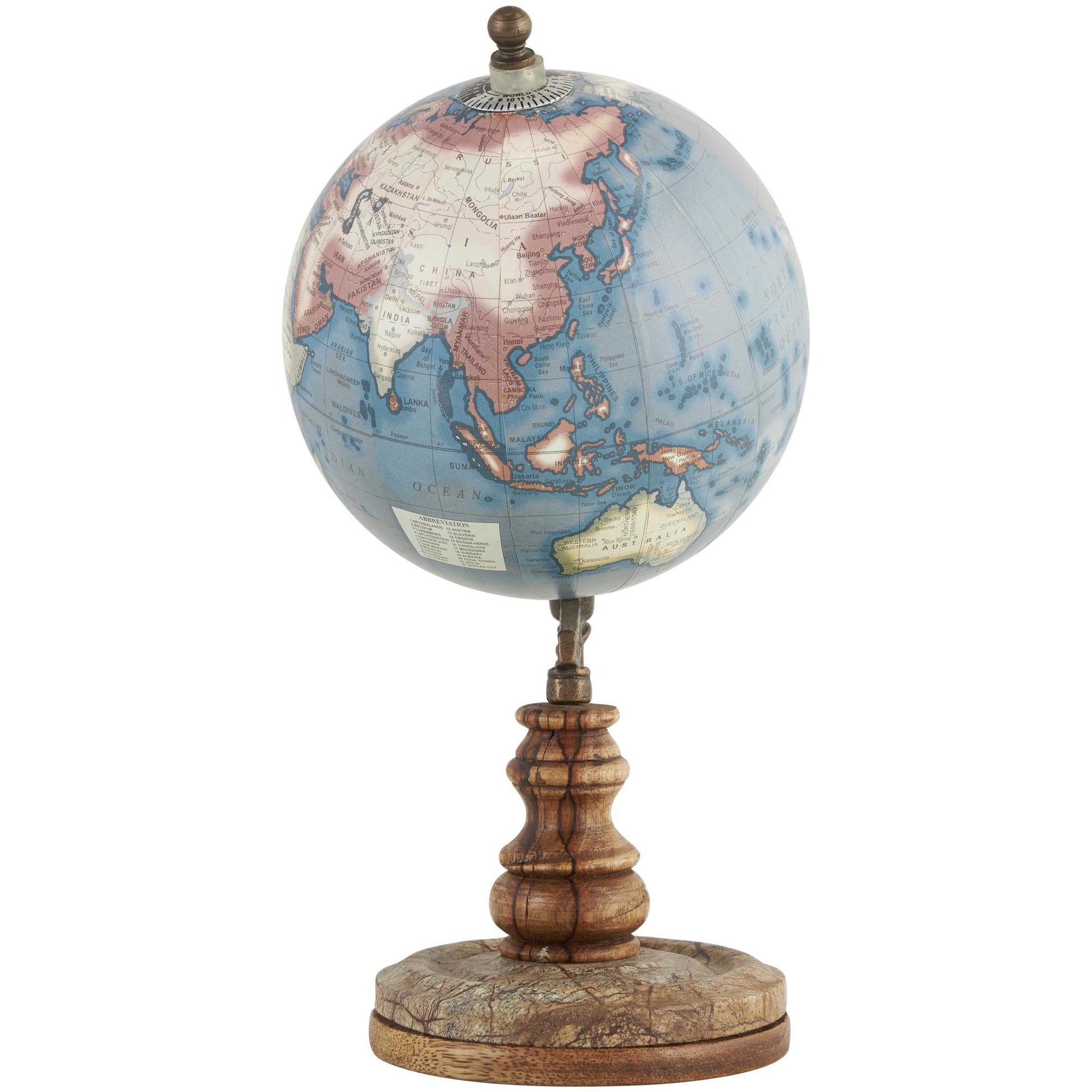 World Map Brown Plastic Educational/Geographic Earth Globe with Wood Base