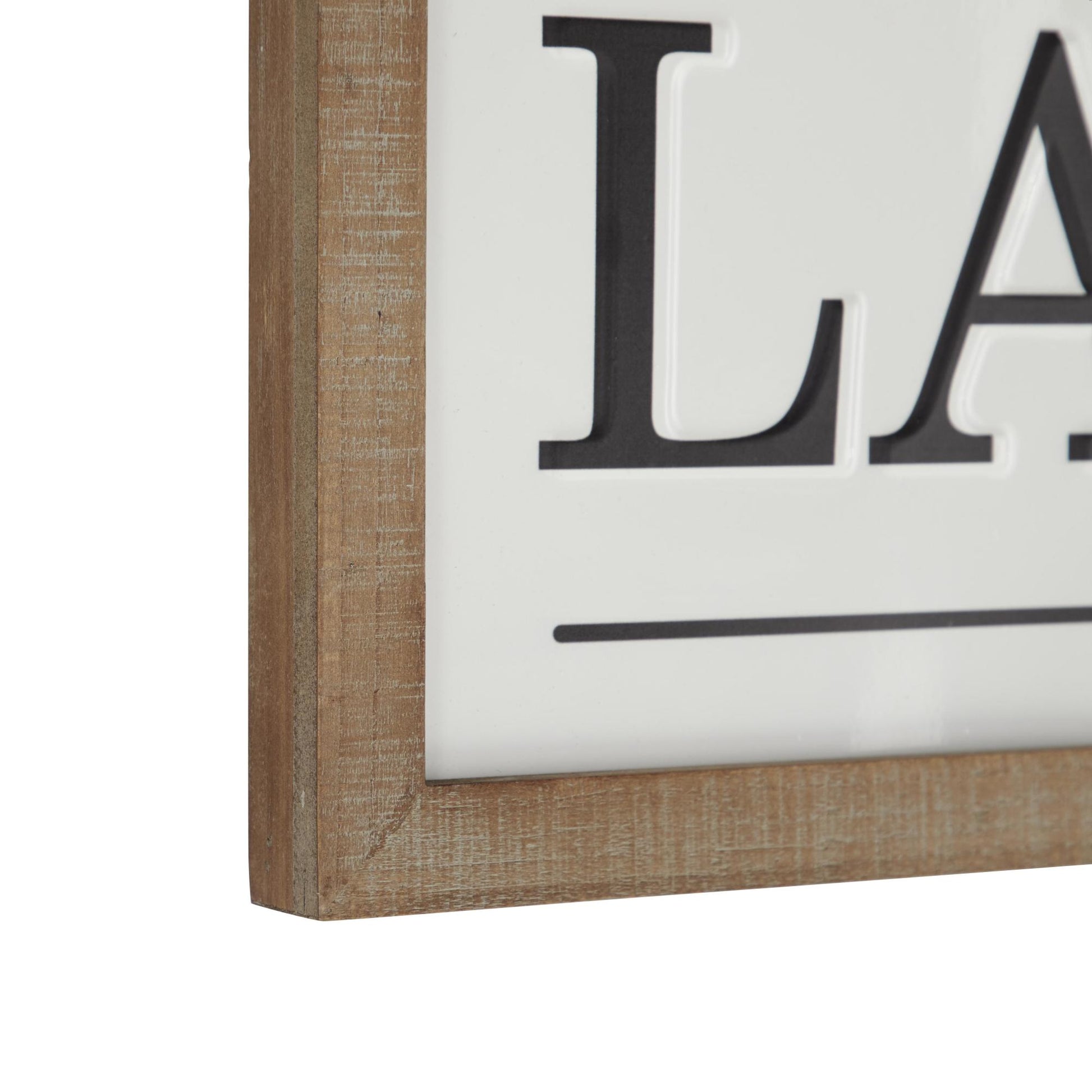 Sign White Metal Laundry Home Wall Decor with Wood Frame