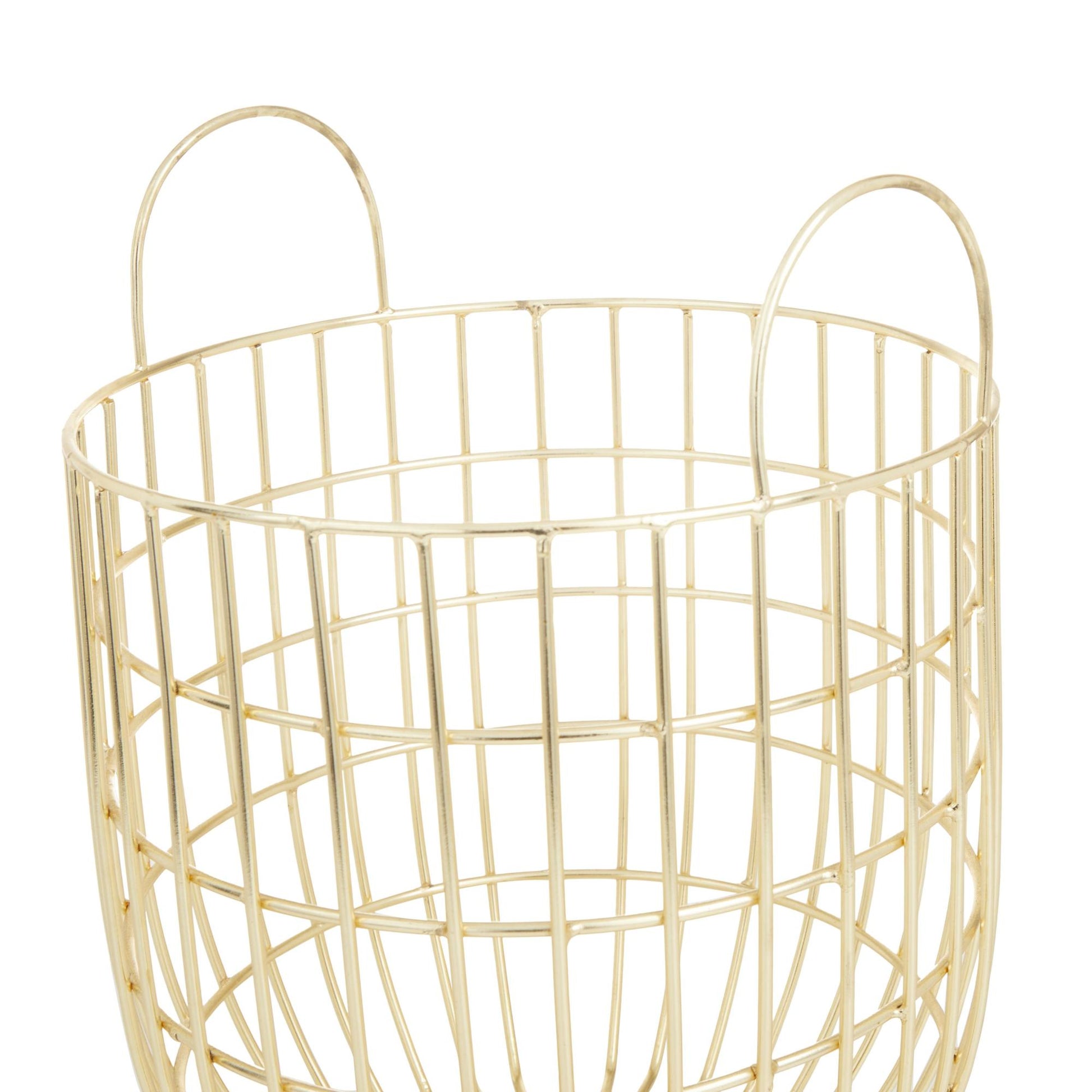 Set of 2 Metal Decorative and Functional Storage Basket with Arched Handles Set of 2 13", 11"W