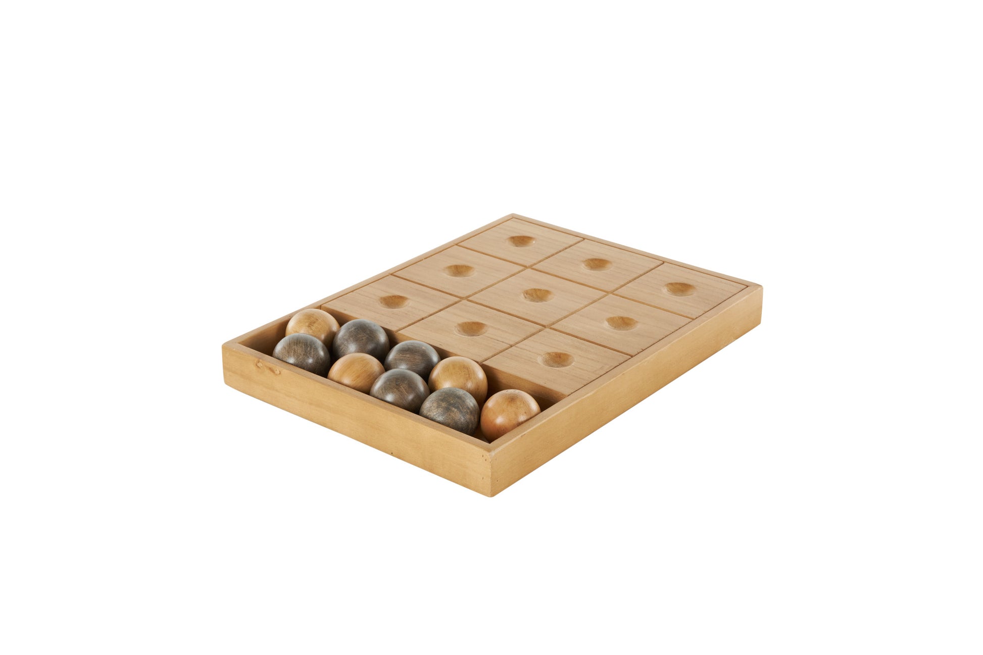 Tic Tac Toe Brown Wood Home Decor Game Set with 9 Balls