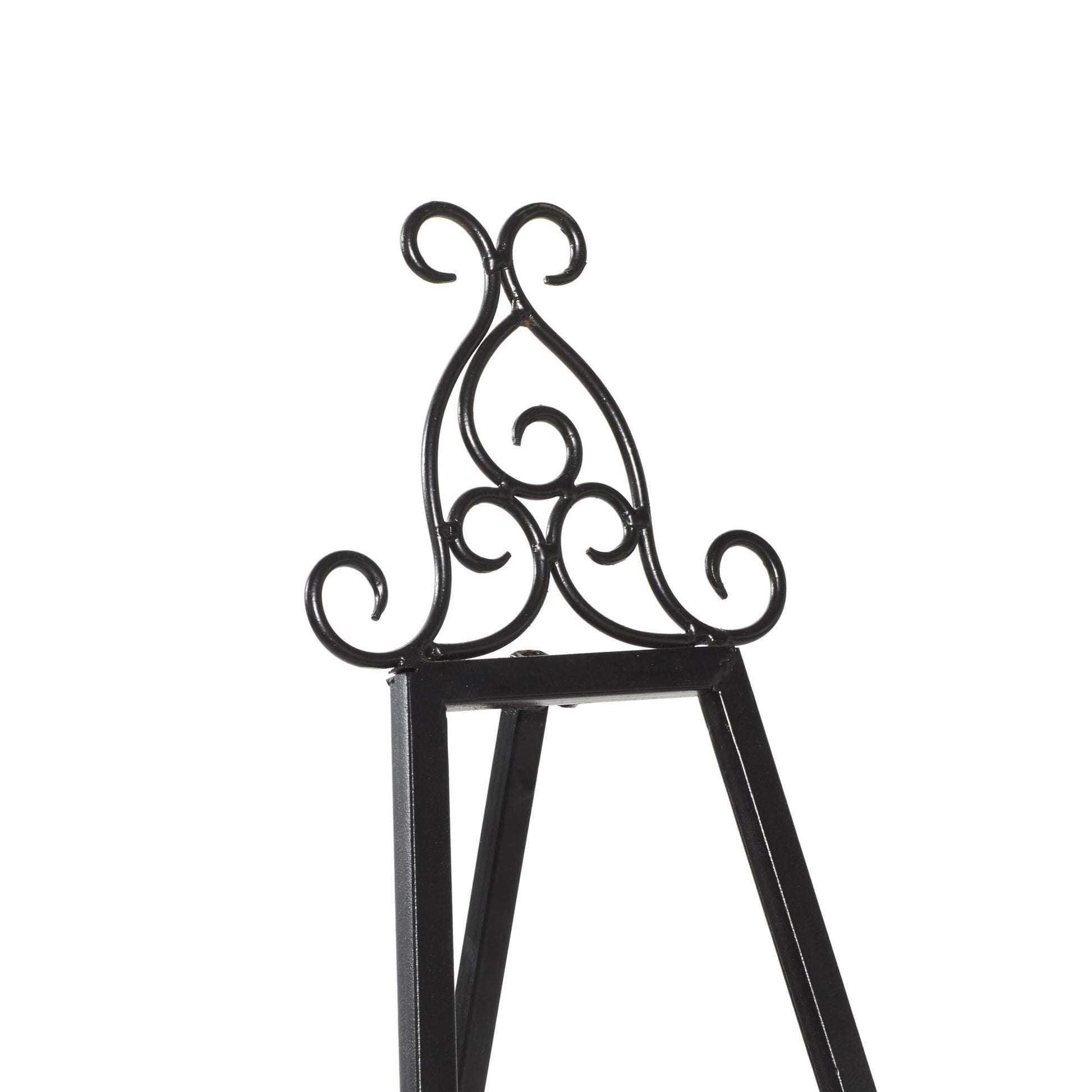 Scroll Black Metal Tall Adjustable Floor 3 Tier Display Easel
