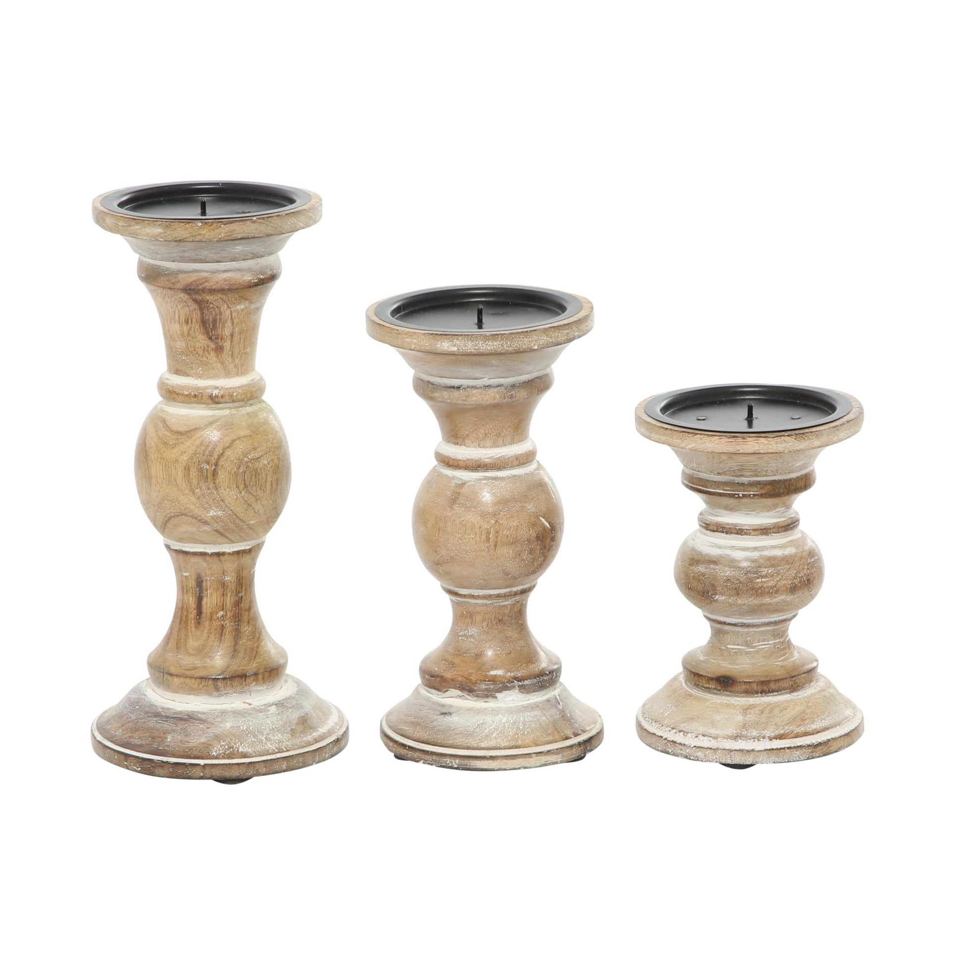 Set of 3 Wood Decorative Candle Holder