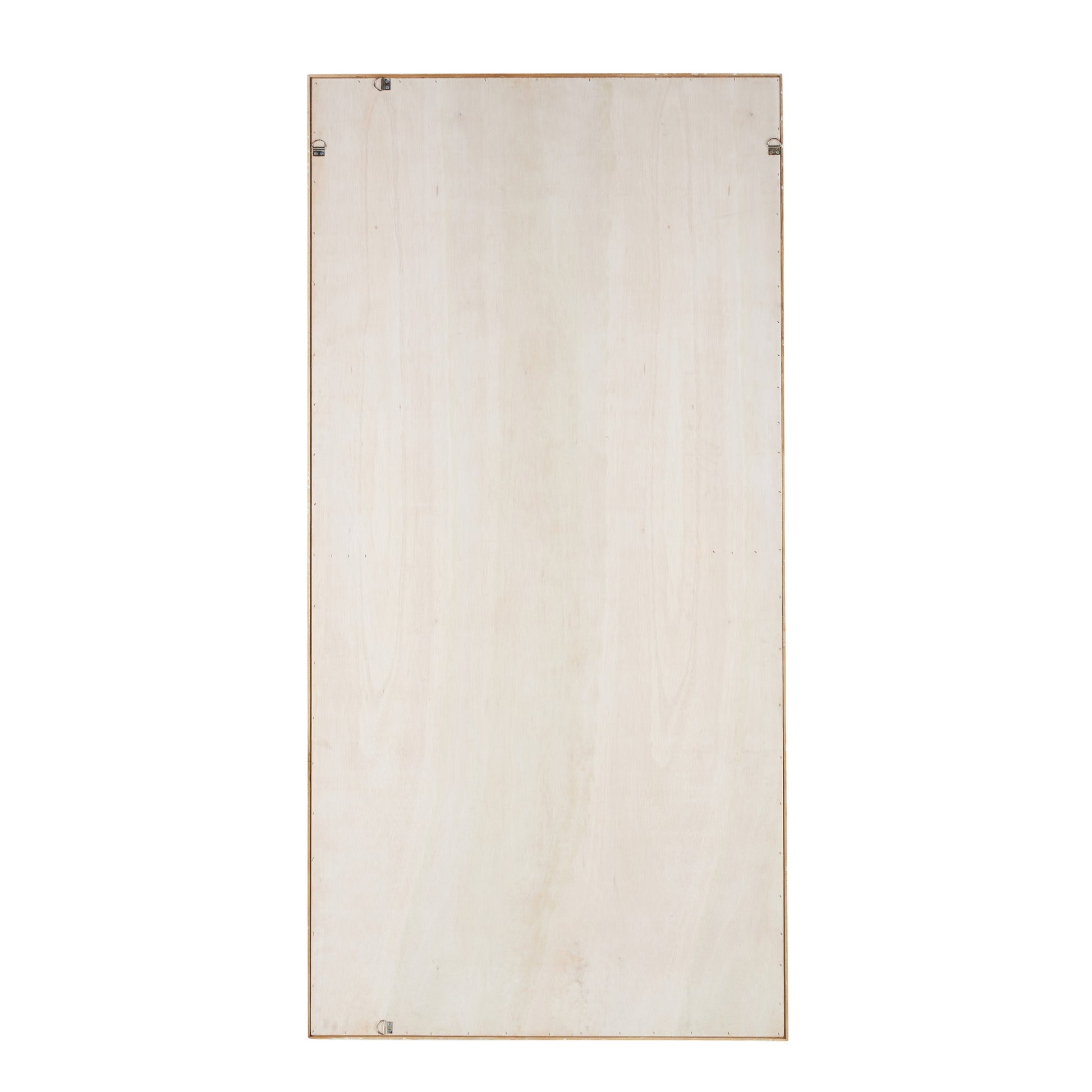 Beige Teak Wood Mosaic Room Floor Mirror with Brown Inner Frame