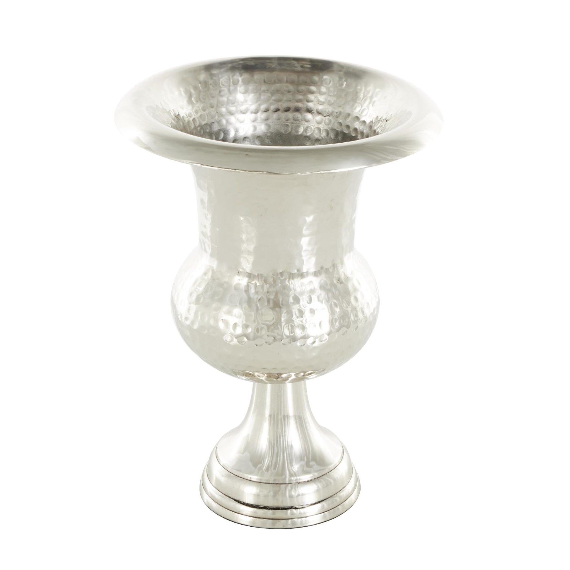 Aluminum Metal Goblet Inspired Hammered Decorative Vase