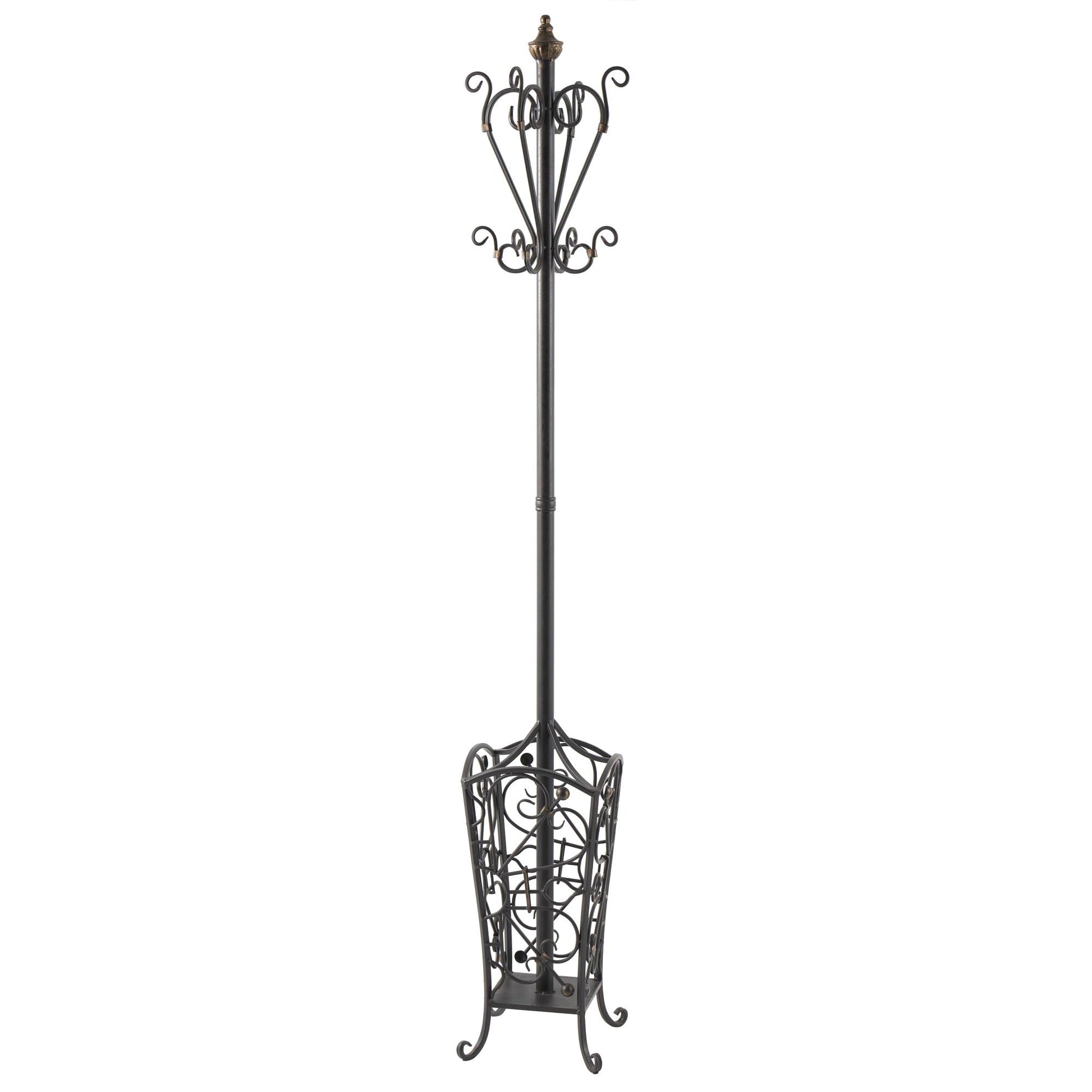 Scroll Black Metal Vintage Style Freestanding Coat Rack with Scroll Designs
