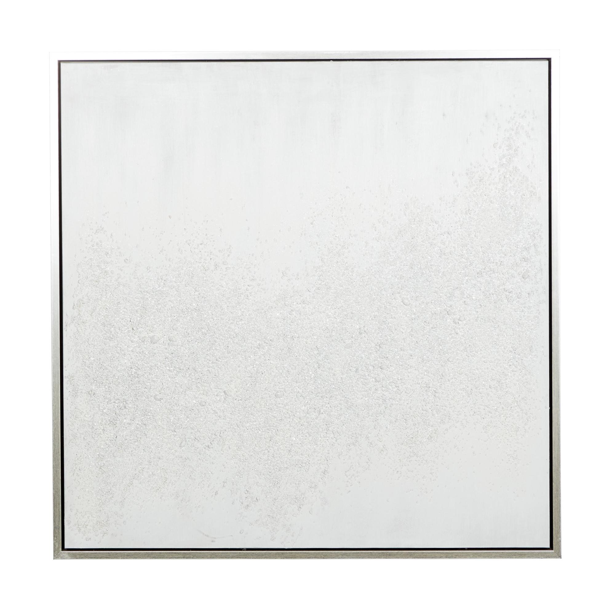 CosmoLiving by Cosmopolitan Abstract White Canvas Living Room Framed Wall Art with Silver Frame