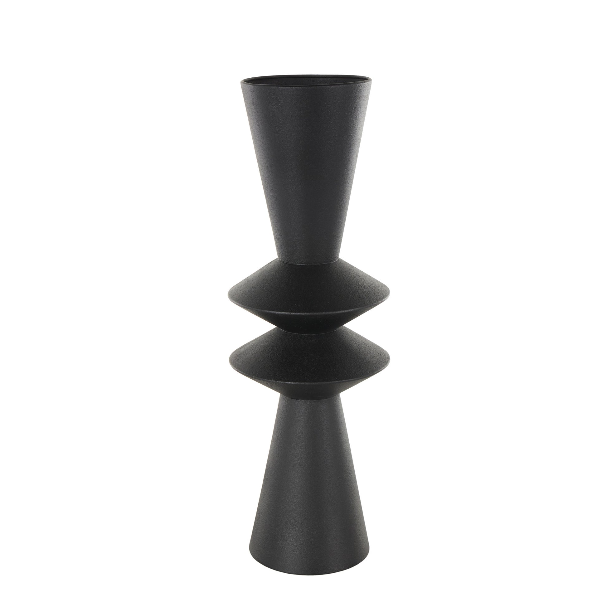 Black Metal Art Deco Fluted Decorative Vase