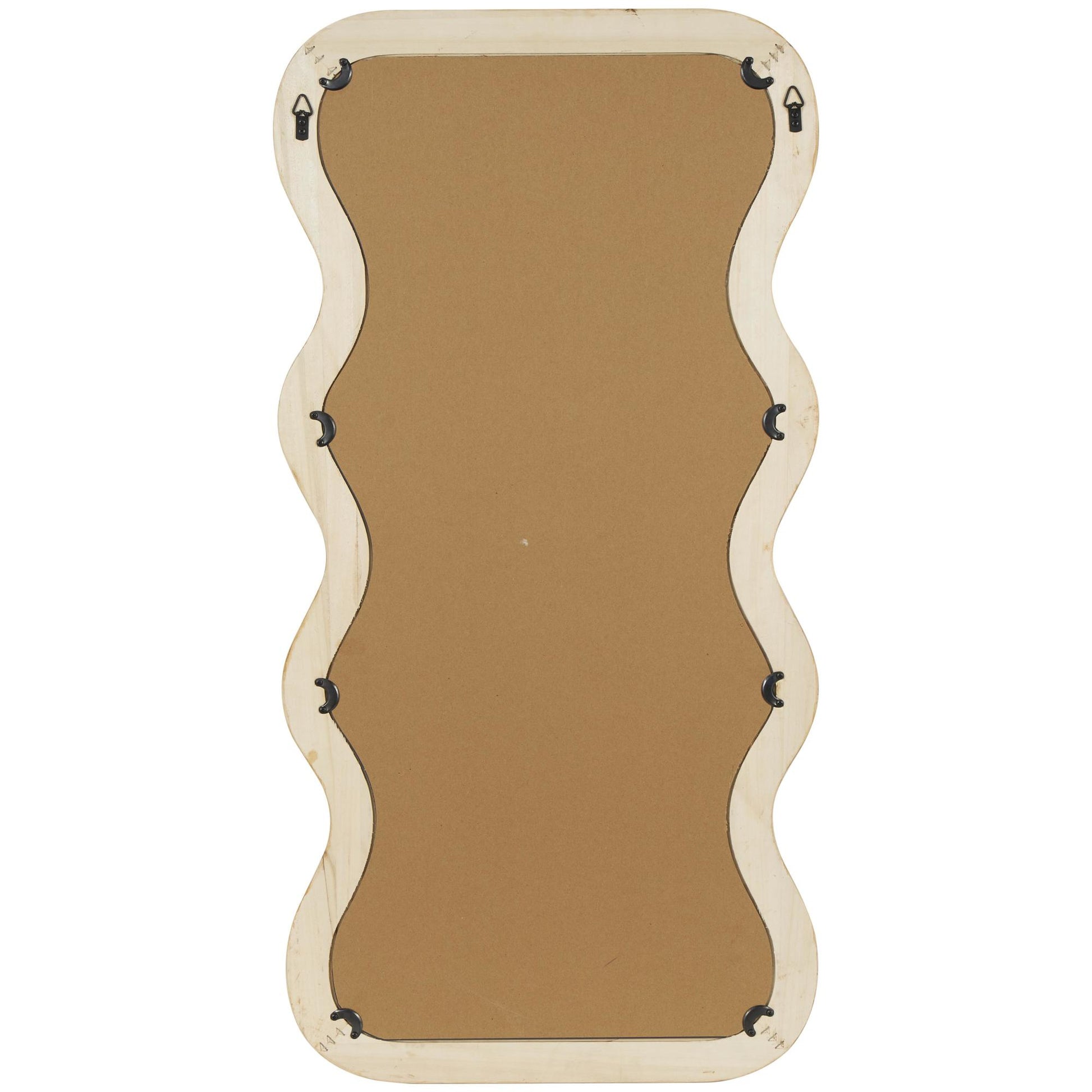 Wood Wavy Room Wall Mirror with Dimensional Carved Frame 20" x 2" x 39"