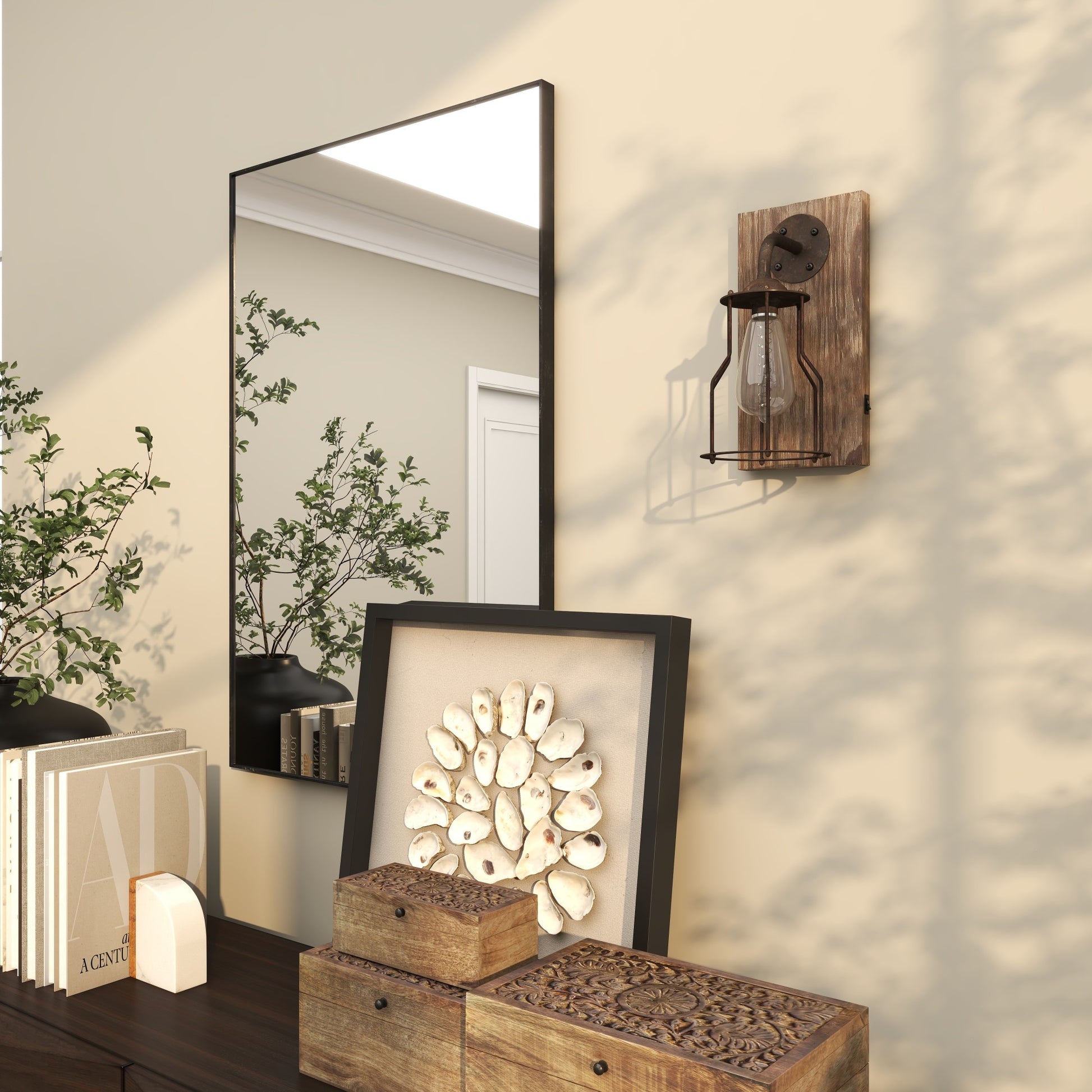 Geometric Brown Metal Battery Operated Room Accent Lamp with Included Fixed LED Light