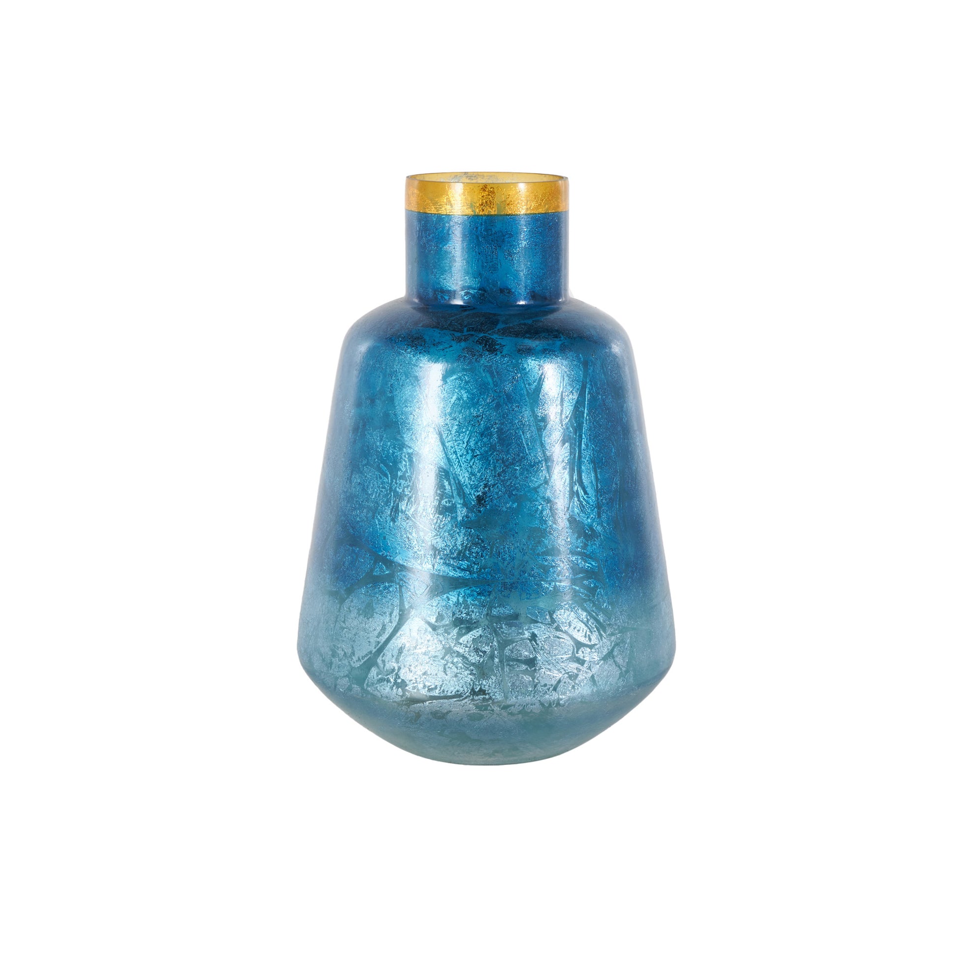 Glass Handmade Decorative Vase with Gold Rim
