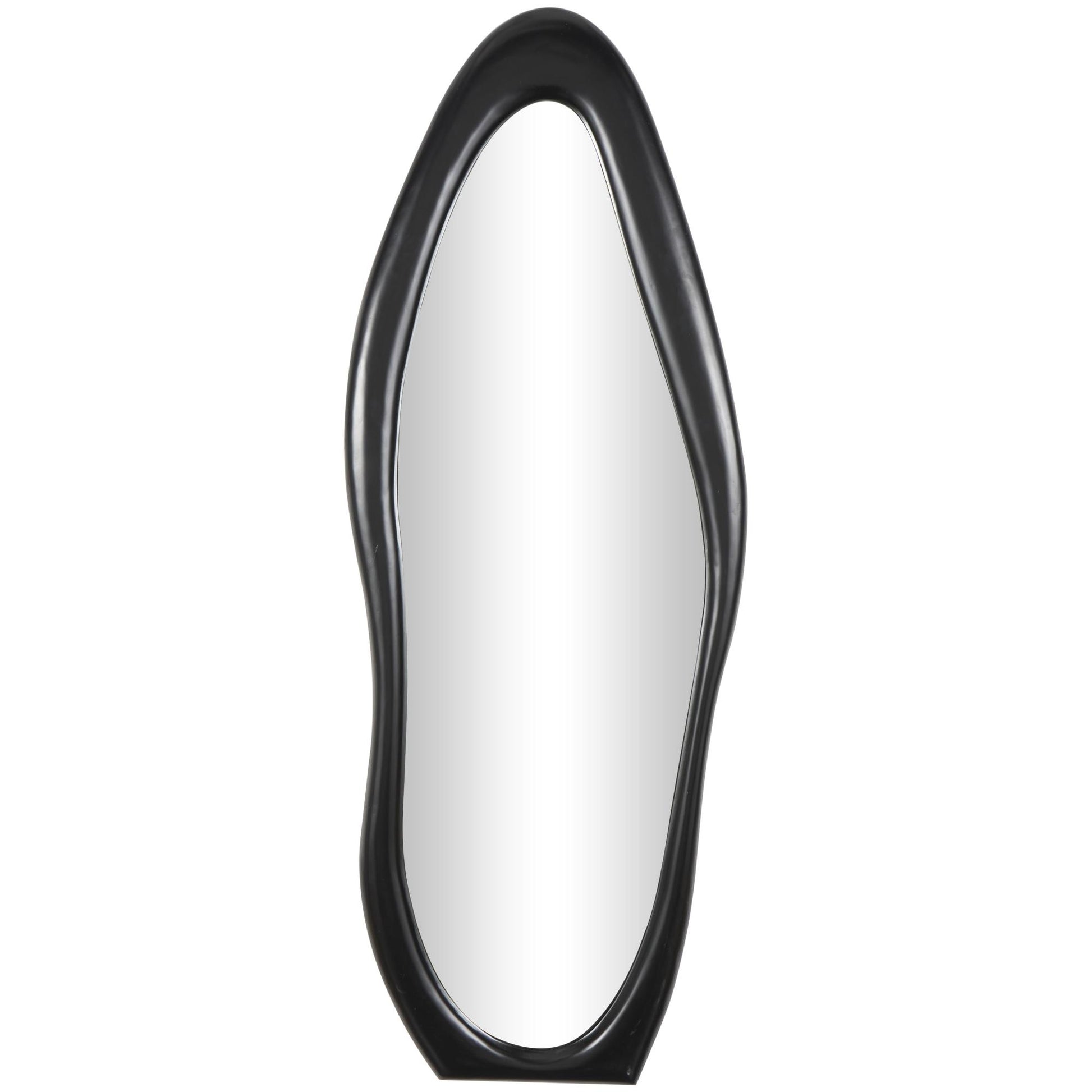 Wooden Abstract Wavy Room Wall Mirror 24" x 2" x 63"