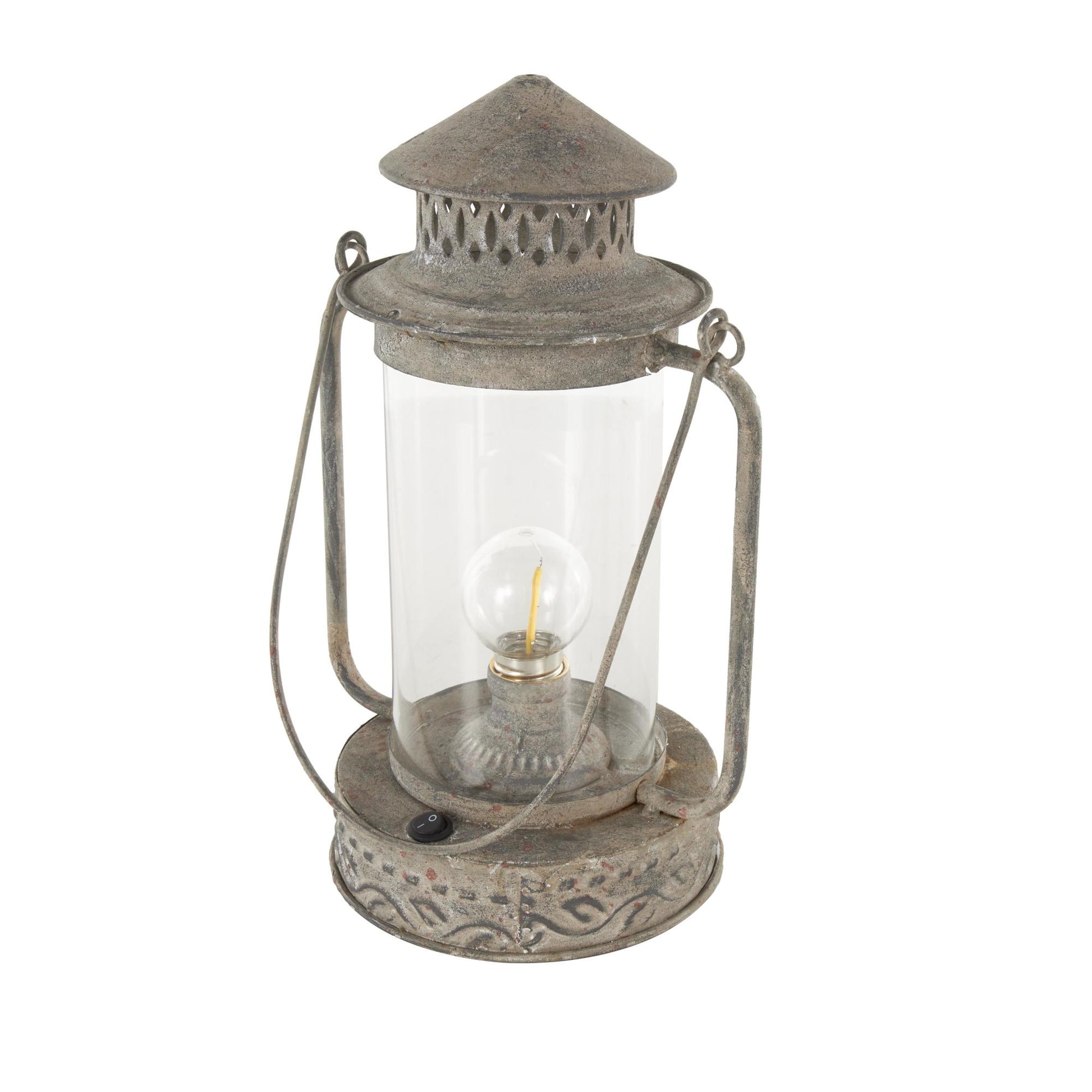 Leaf Bronze Metal Decorative Indoor Outdoor Candle Lantern with Red Accents and Handle